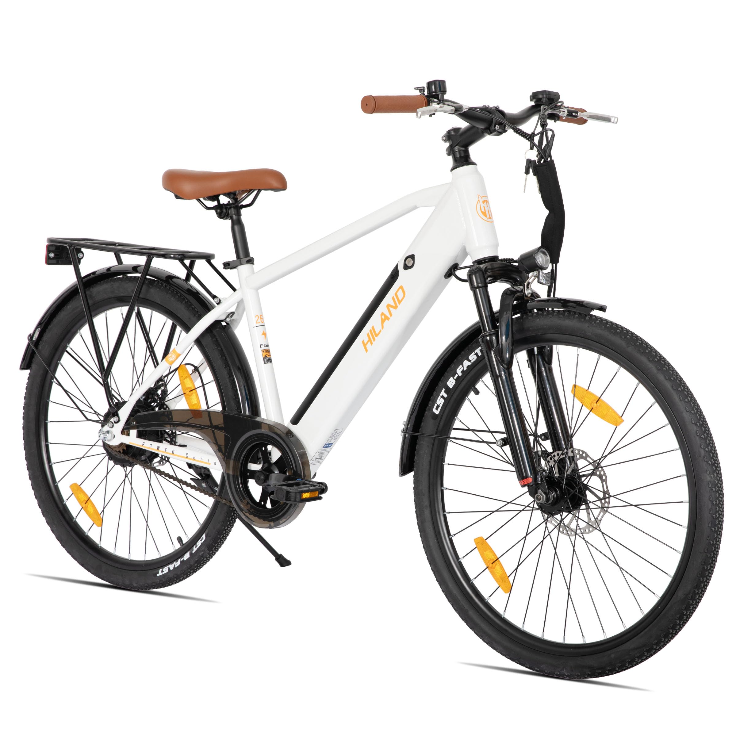 HILAND Vélo Électrique VTT 26 Pouces, Mountain Bike Électrique avec Moteur 250W, Batterie Amovible 36V 7,8Ah, Fourche Suspendue, VAE Homme Femme, Blanc/Gris