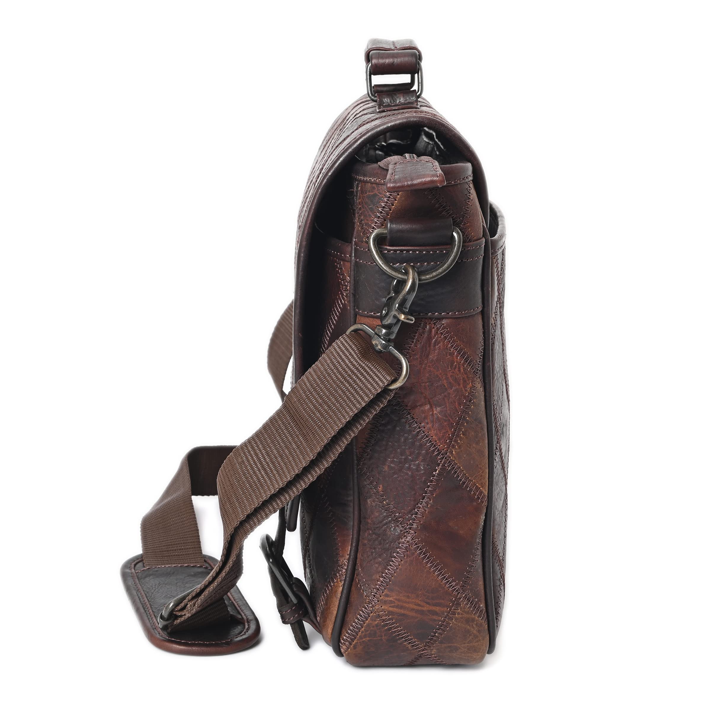 ZINT Dark Brown Shrunken Full Genuine Grain Leather Unisex Messenger 15 inches Laptop Bag Messenger Bag - Image 4 thumbnail