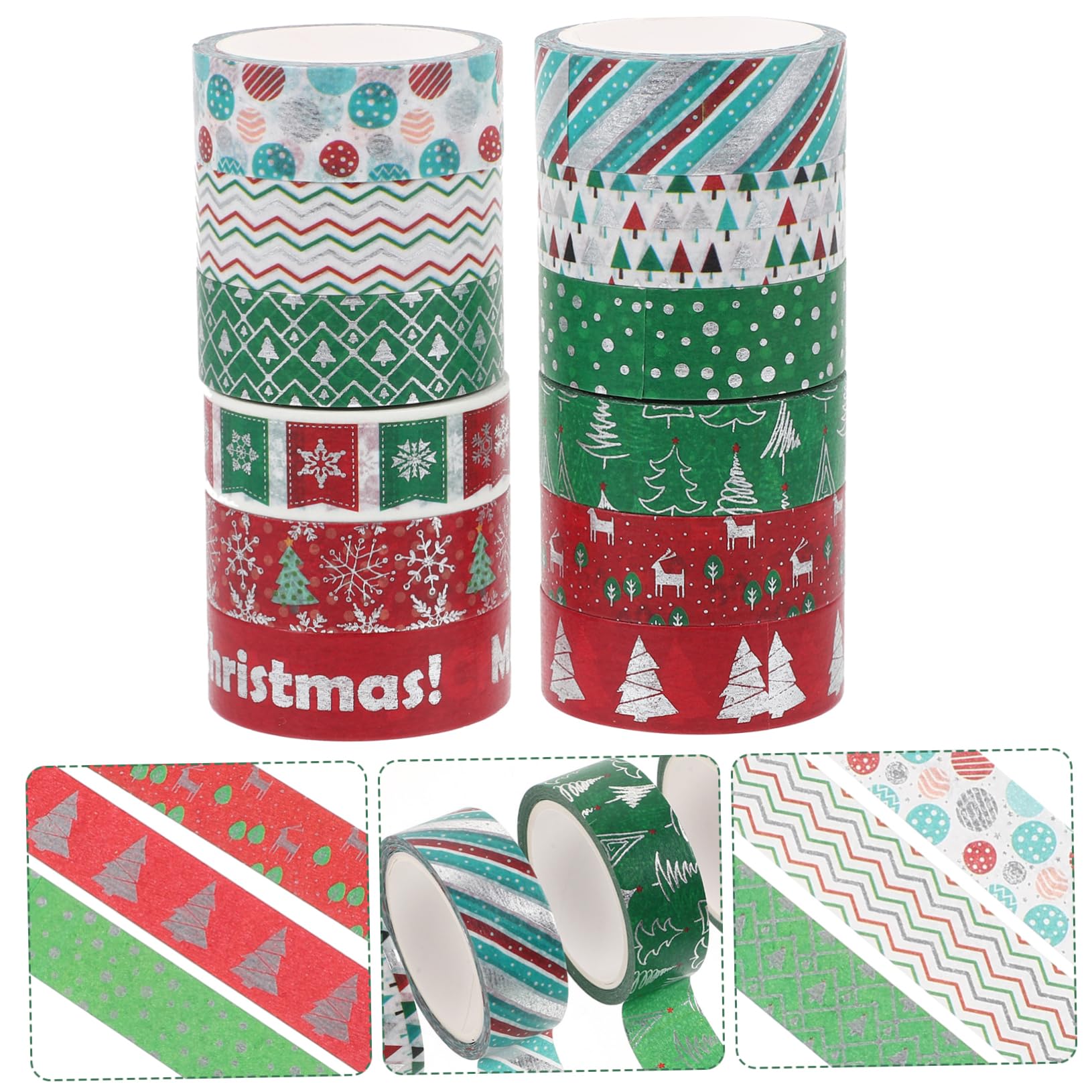 NUOBESTY 36pezzi Nastro Washi Decorativo Natalizio Oro Da Adesivo Per Scrapbooking e Pianificazione Decorazioni Creative Per Feste Di Natale e Regali