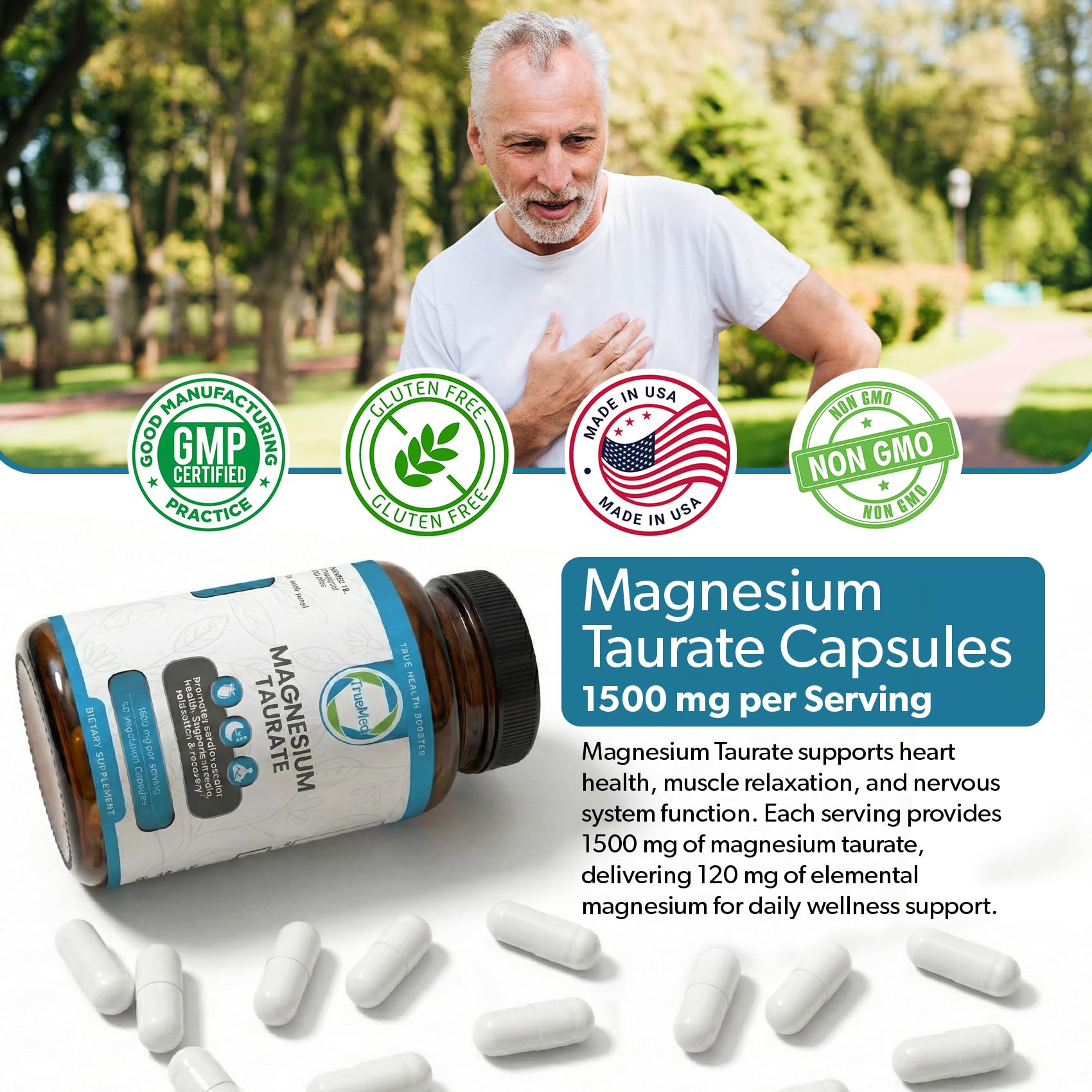Magnesium Taurate 1500mg, Supports Heart Health and Sleep, 90 Veg Capsules — Amazon image 5