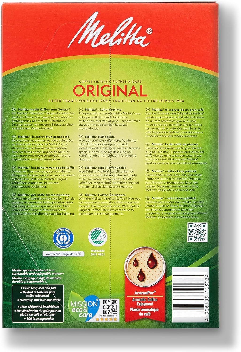 Melitta (merita) Coffee Filters Natural Brown 1 X 6 6 – 12 Cup for 40 Pieces Pa – 164B