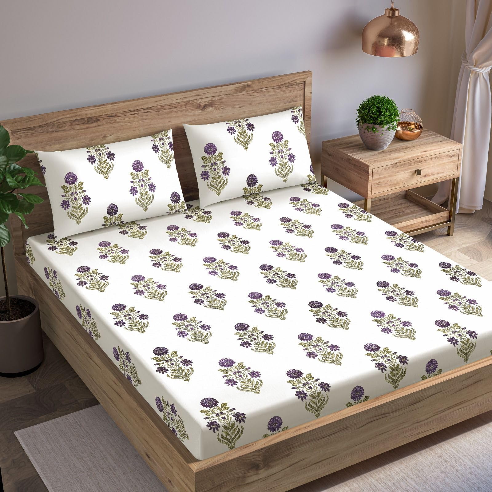 Cotton King Size Fitted Bed Sheet Set -14 Cotton King Size Fitted Bed Sheet Set -14