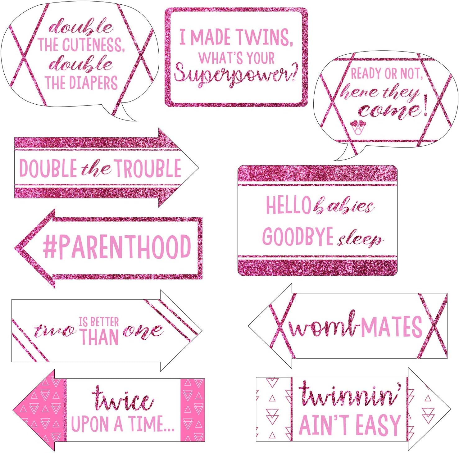 Twins Photo Booth Prop for (Set of 10)/Baby Arrival/Baby Bump Photoshoot/Photo Booth-Brown by Indian Collectible