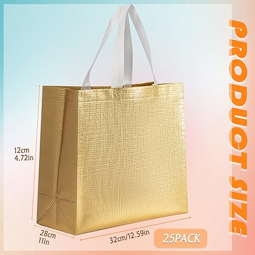 Miniatura 2 de LUCKIPLUS Paquete de 20 bolsas de regalo verdes y rojas de tamaño mediano, bolsa de dulces brillantes con asa de tela, bolsas de regalo de Navidad
