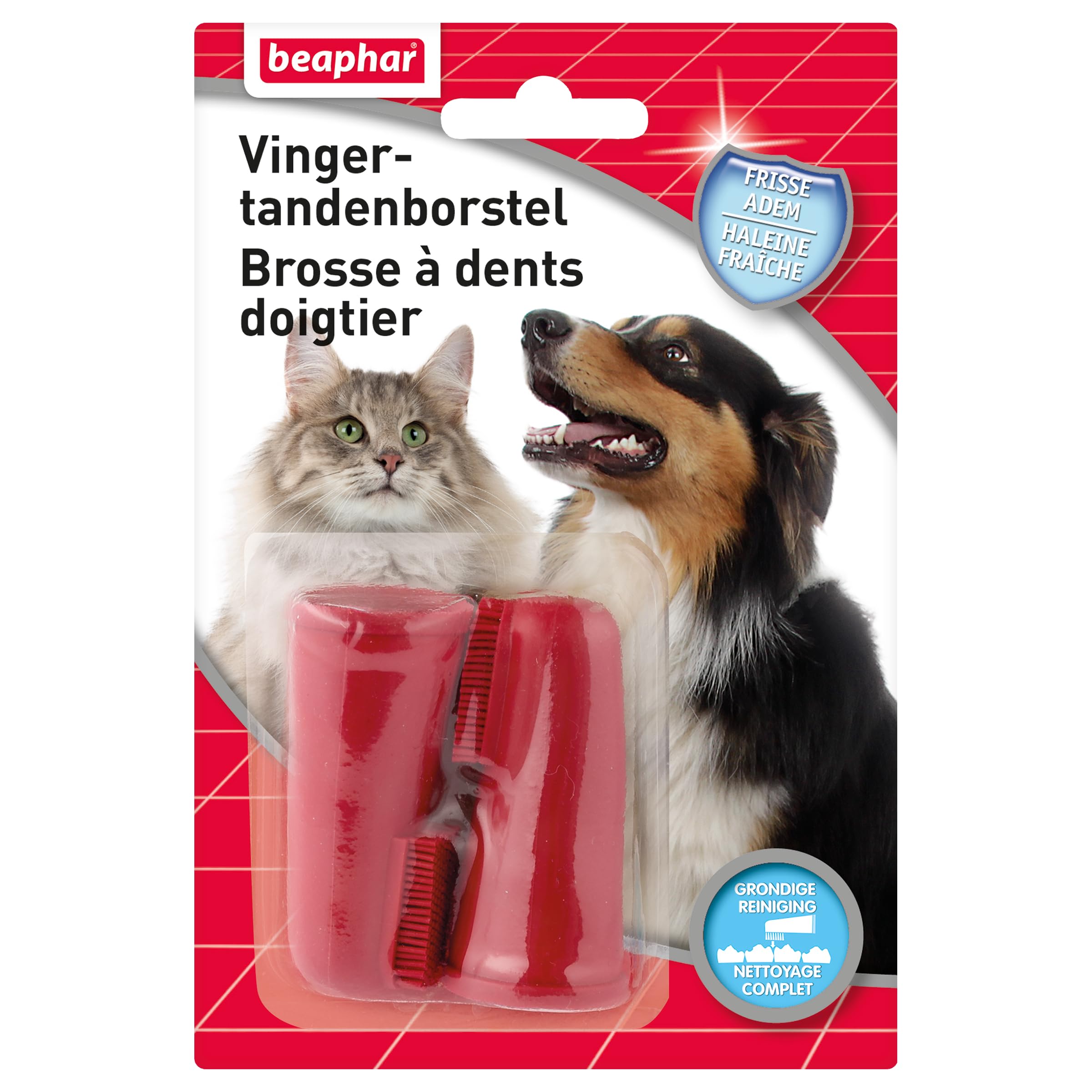 BEAPHAR - 2 cepillos de Dientes para Perros y Gatos - Suave y Flexible - Práctico y fácil de Usar - Limpieza Completa, precisa y eficaz - No daña Las encías