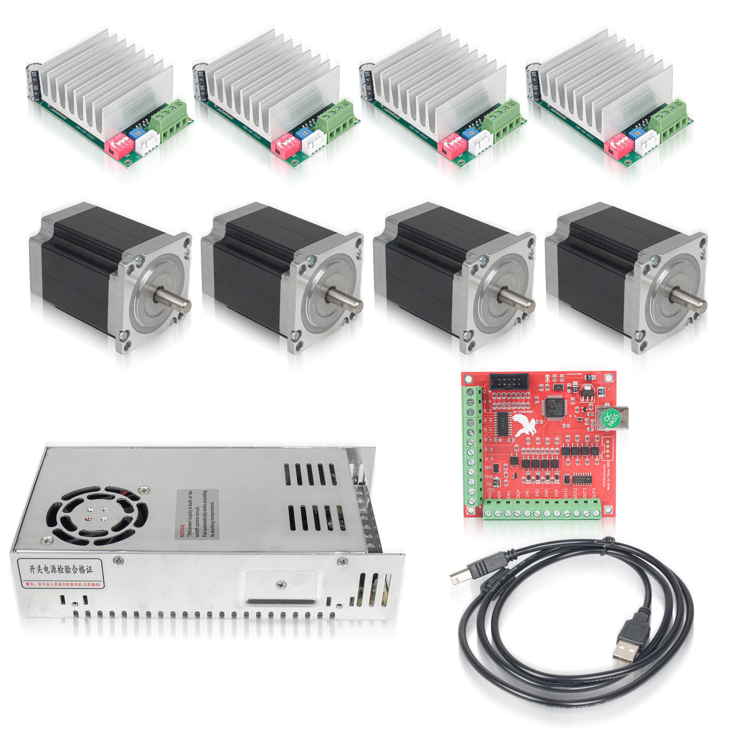 RATTMMOTOR 4 Axis CNC Controller Kit, Nema23 Stepper Motor23HS8430