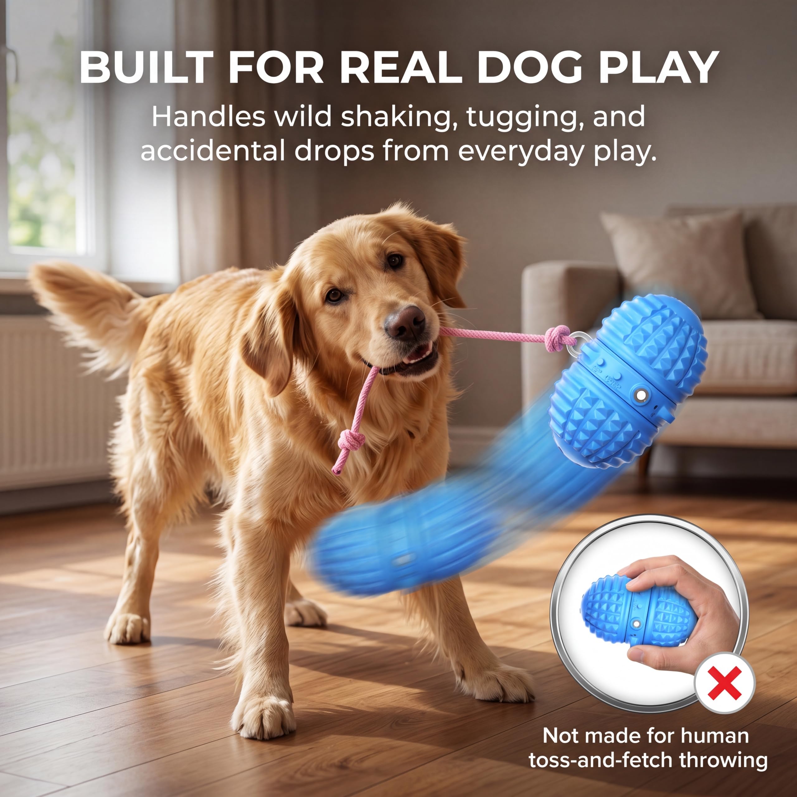 Intelligentes interaktives Hundespielzeug, 8 Modi, automatischer Rollball mit Aufnahmefunktion, lebensmittelechtes Gummimaterial, interaktiver Hundeball für mittelgroße und große Hunde