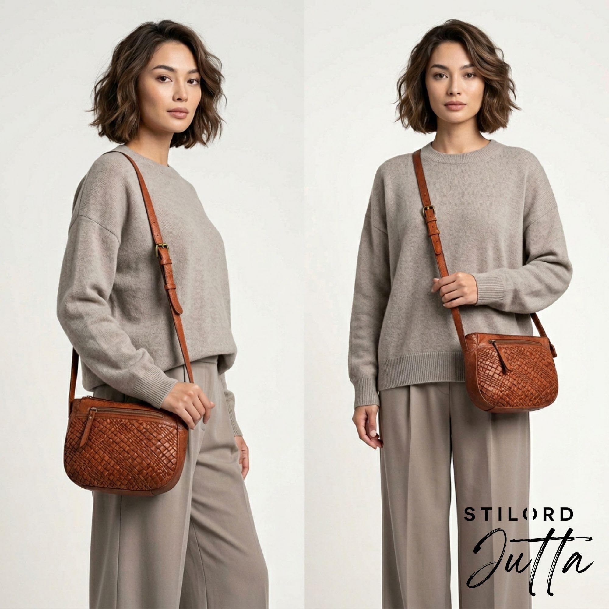 STILORD 'Jutta' Geflochtene Handtasche Damen Leder Flechttasche - Kleine Umhängetasche Flechtoptik Ledertasche - Vintage Abendtasche Echtleder Crossbody Bag Beuteltasche