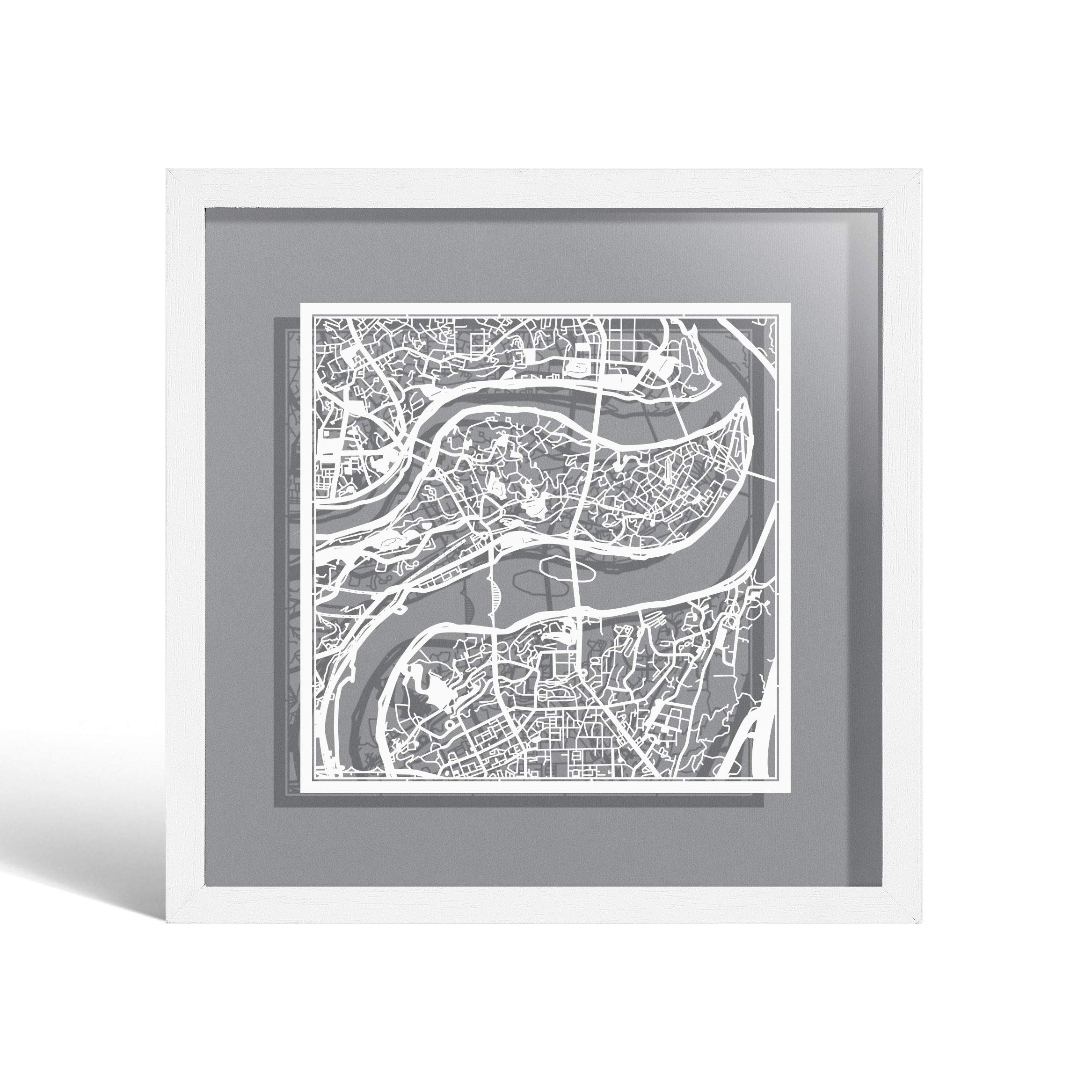 O3 DESIGN STUDIO Chongqing Marco de Papel para mapas, White map, White frame, 9x9 inches, Gift Boxed, 4 background color, self-changing, Paper Art โ image 1