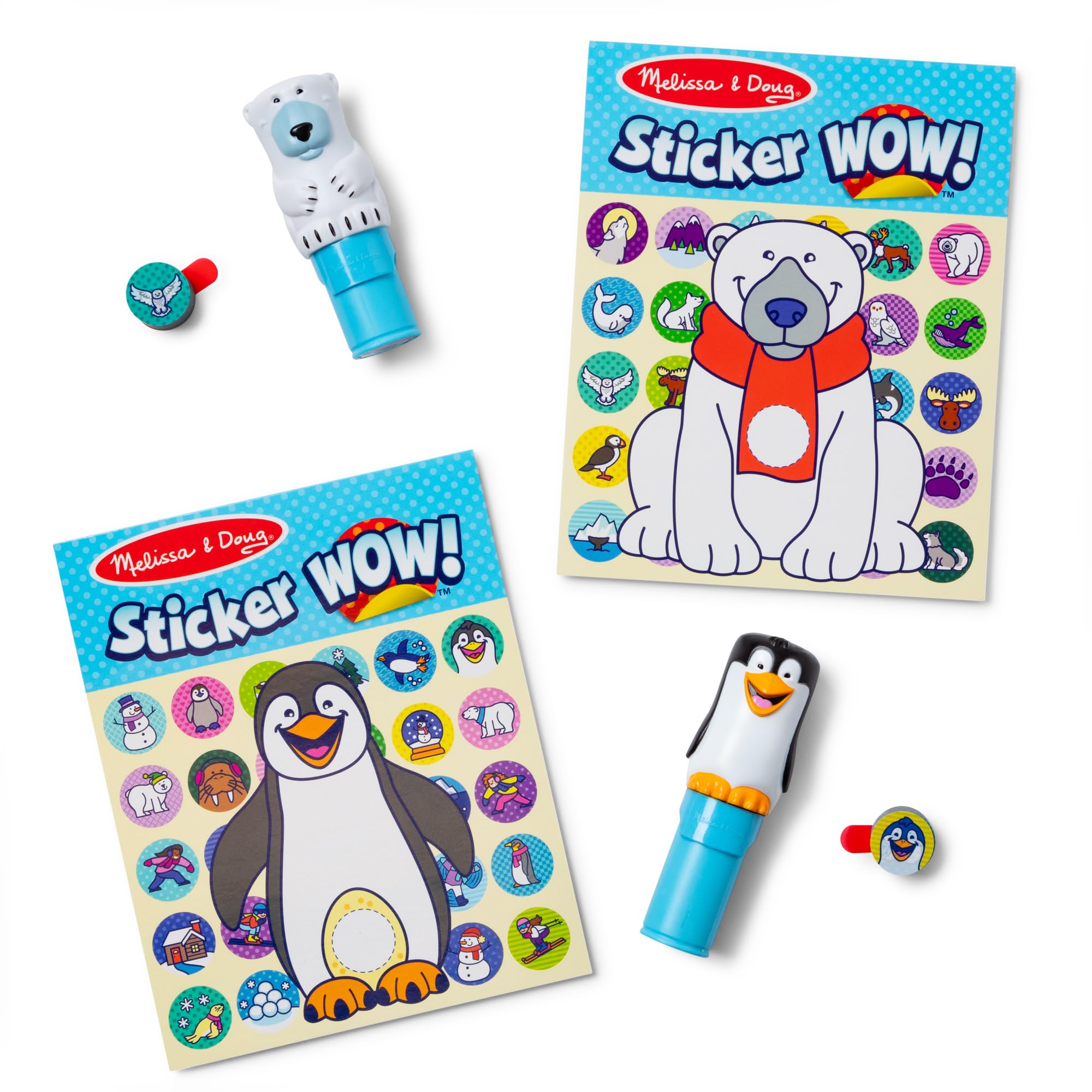Melissa & Doug Sticker Wow!® Winter (Polar Bear and Penguin) Value Pack Arts and Crafts Collectibles - 2 Activity Pads, 2 Sticker Stampers, 2 Bonus Stacks - FSC Certified