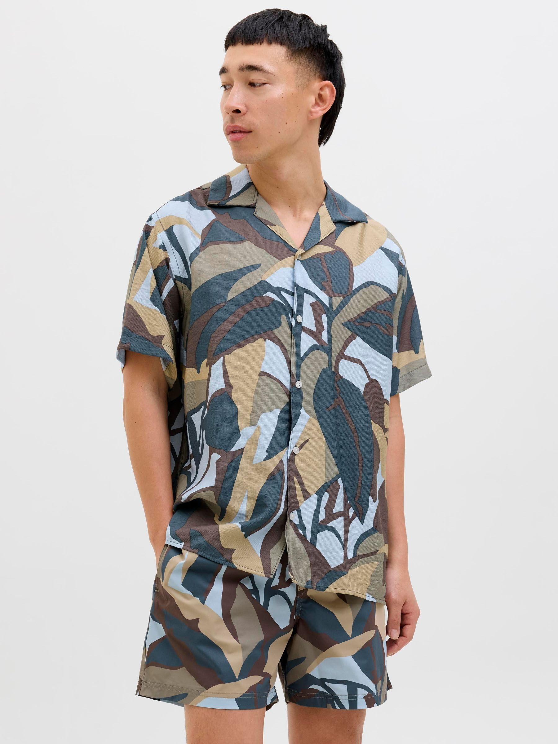 JACK & JONES Jortavira Marshall AOP Shirt Ss Oc25 męska koszulka, Skyway, L
