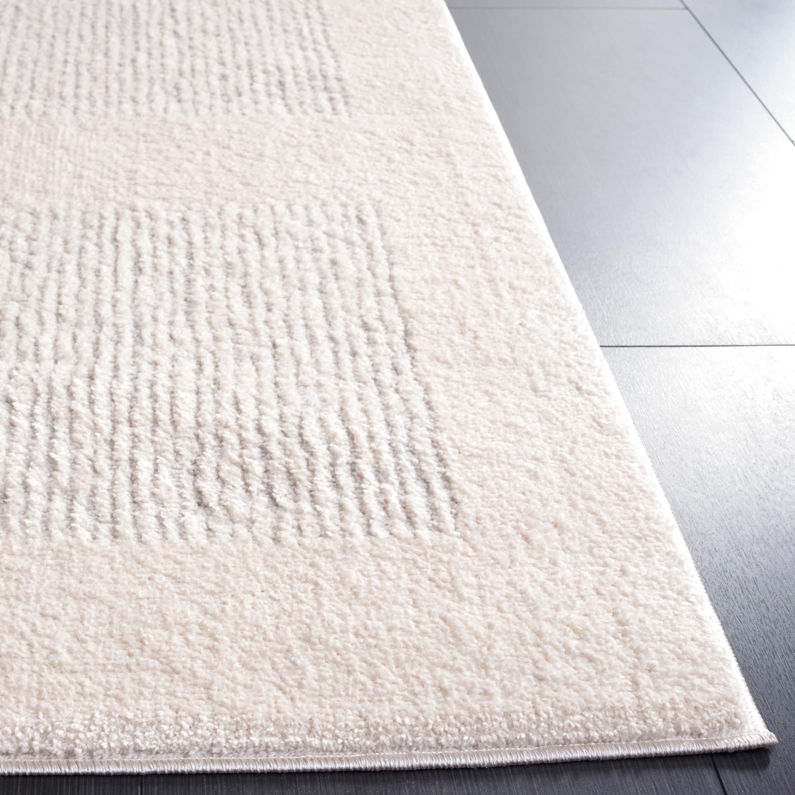 SAFAVIEH Tappeto Geometrico perSoggiorno, Sala da pranzo, Camera da letto - Melody Collection, A Pelo Corto, Avorio e grigio, 91 X 152 cm