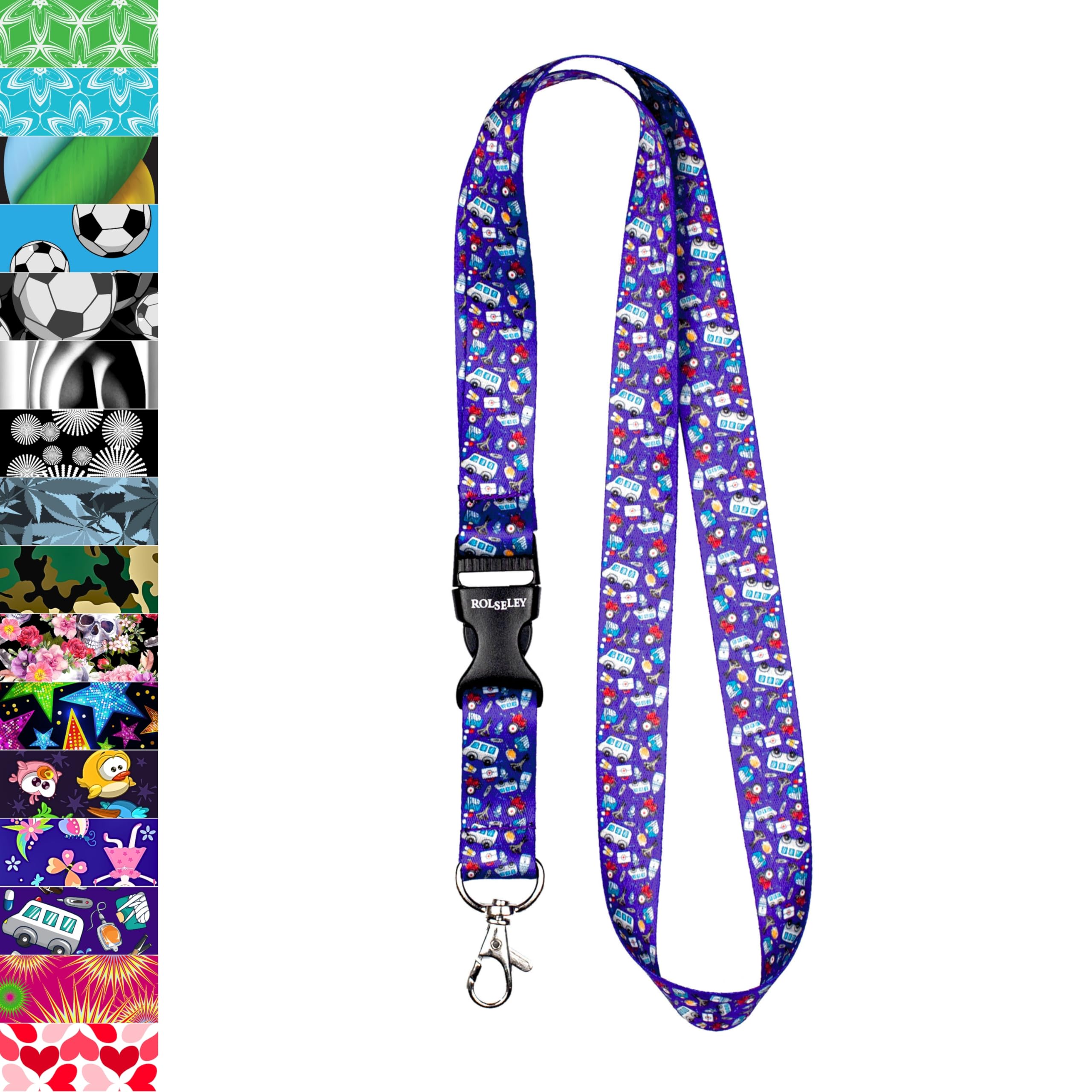 ROLSELEY Lanyard Neck Strap MEDIC PURPLE for id badge holder with metal clip perfect for nurse or doctor