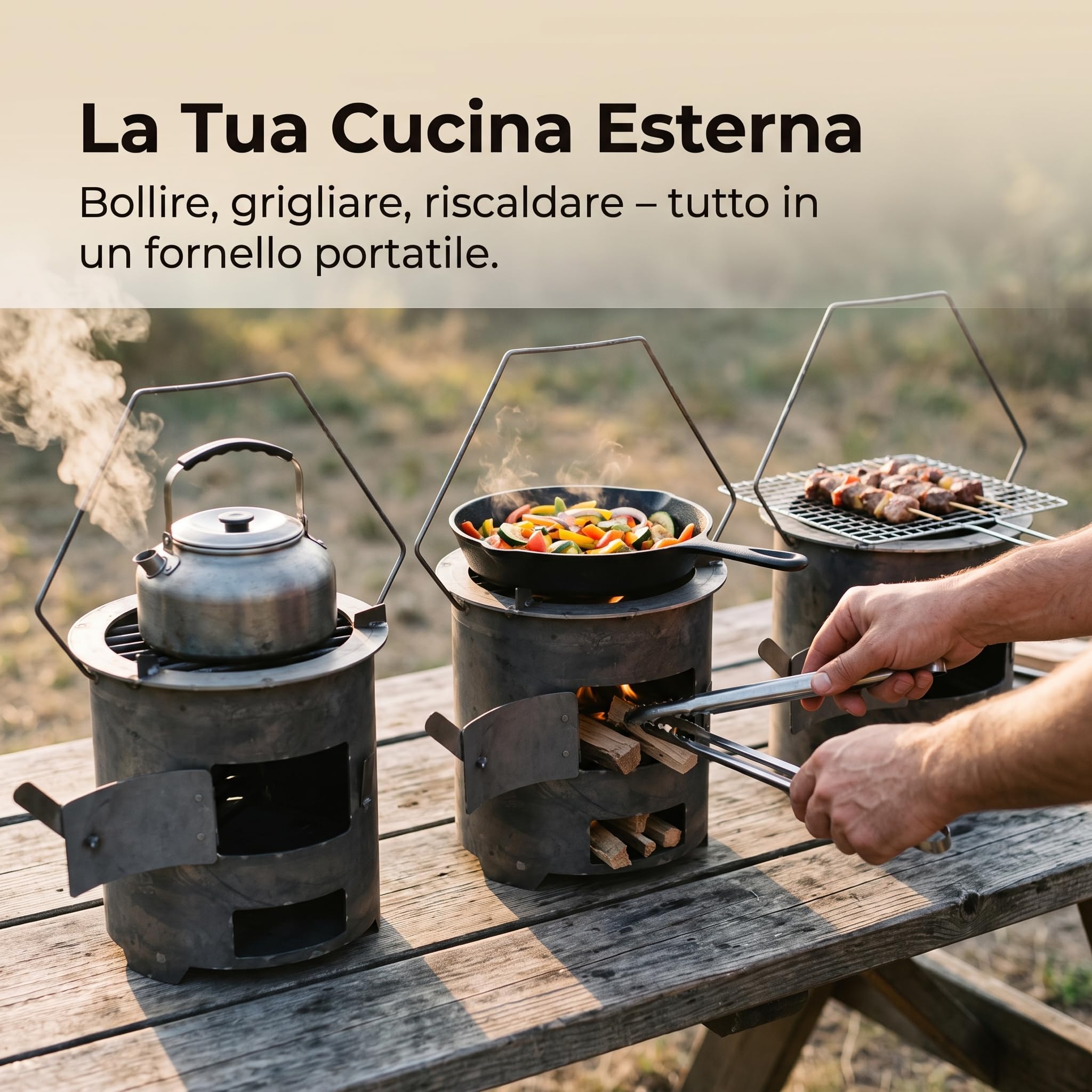 Fornello da Campeggio Portatile per Esterni, Stufa e Carbone per Campeggio Outdoor, style to 1