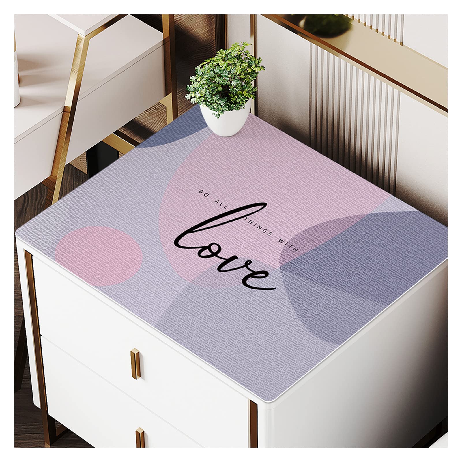 Leather Table Cover, Tablecloth for Nightstand, Side Table, Bedside End Table and Dressers (17.7 L x 11.8 W, Morandi Sunbow)