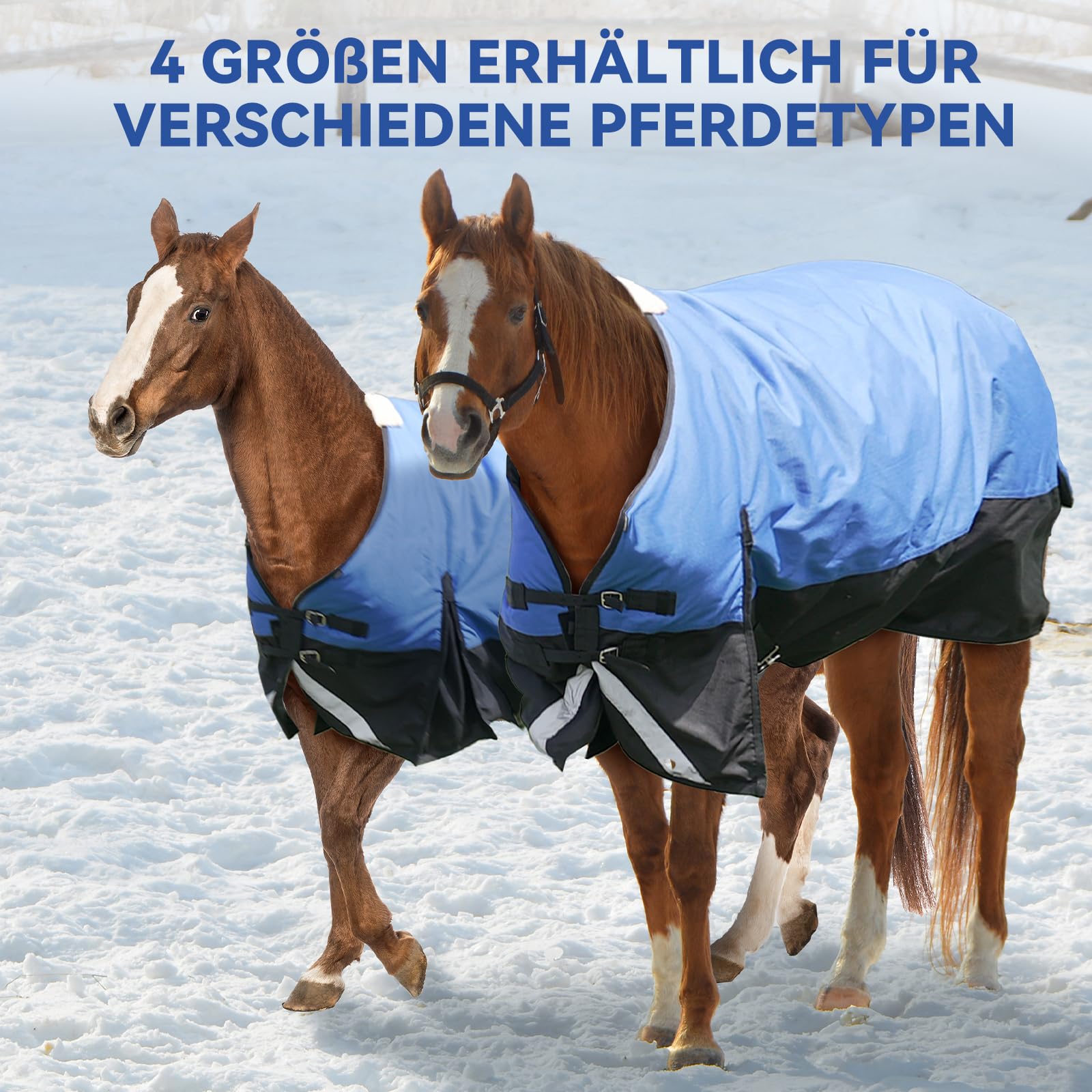 Manta para caballo de invierno de 155 cm, 1200D, impermeable, resistente, resistente, gruesa, con relleno Snuggit de 220 g, transpirable y cálida para caballos