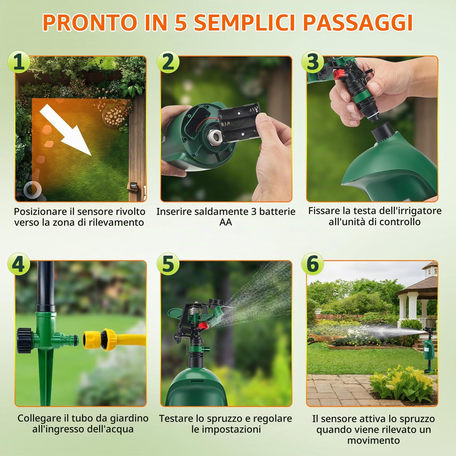 Repellente per getto d'acqua, per uccelli, per giardino e stagno, rilevatore di movimento PIR, portata fino a 10 m, repellente per gatti, ideale per respingere gatti, piccioni, volpi e uccelli