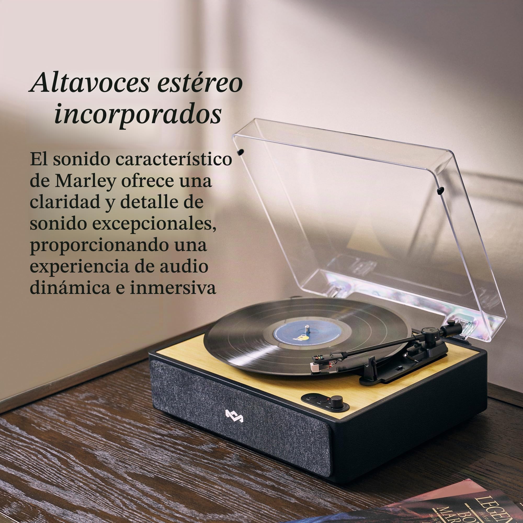 House of Marley Rise Up Tocadiscos Bluetooth - 3 Velocidades, Bambú