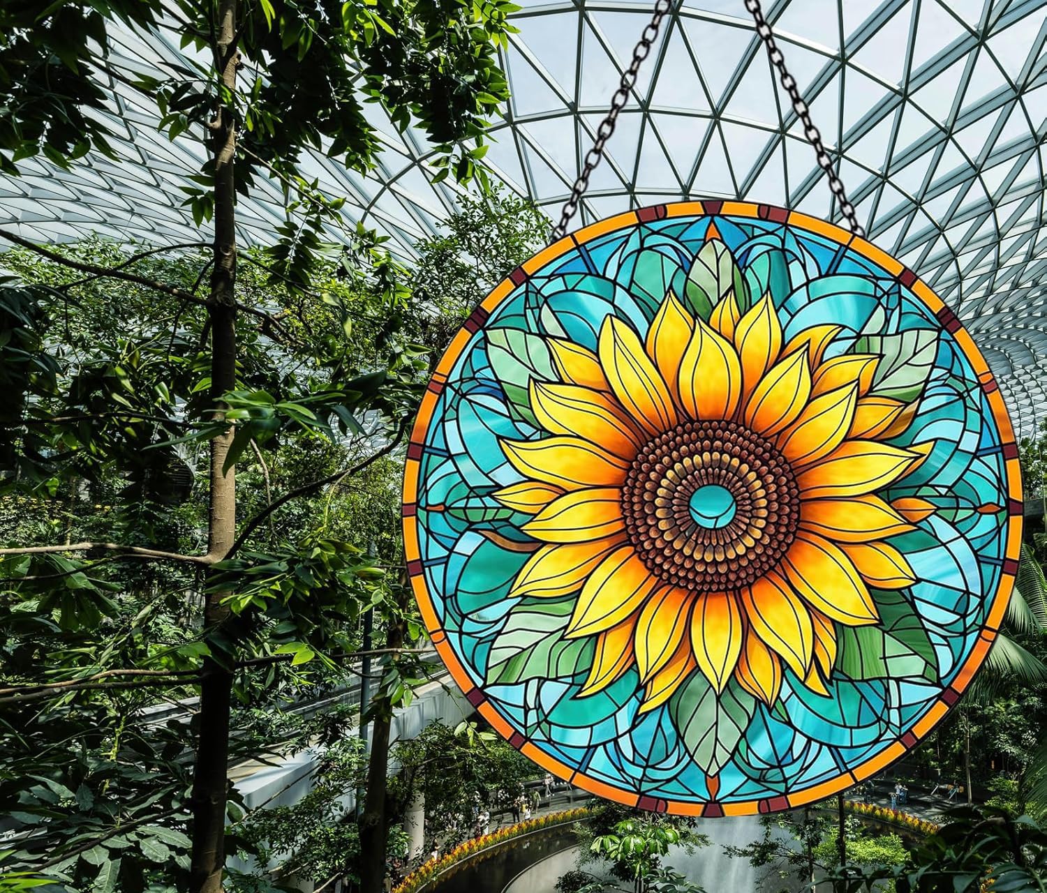Sunflower Hanging Stained,Vibrant Sunflower Stained Suncatcher - Image 3