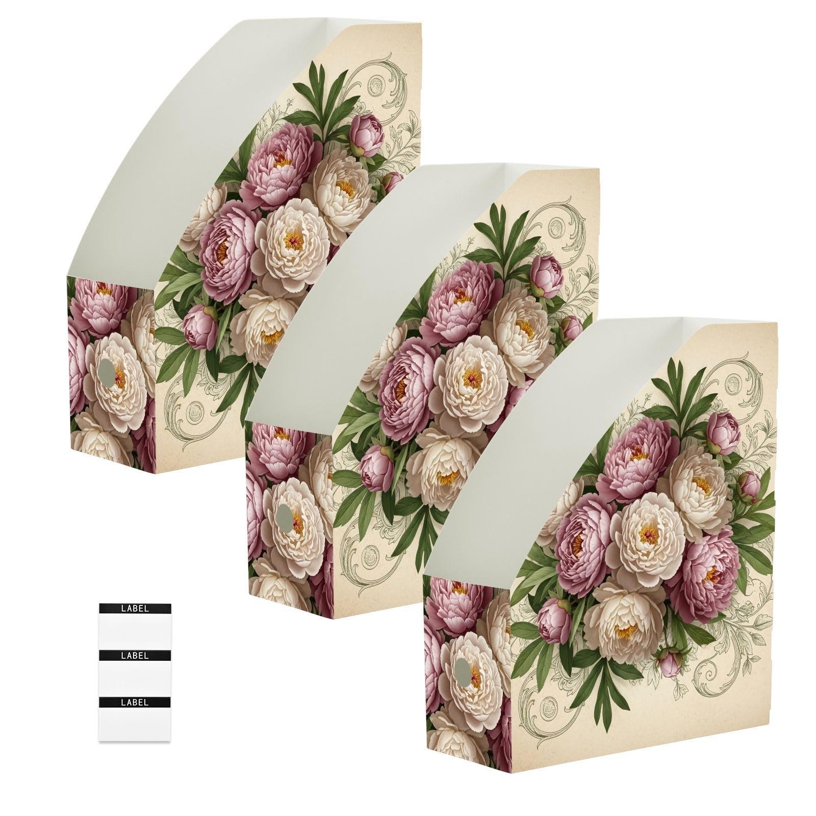 Zeitschriftensammler, Vintage-Stil, Blumenmuster, PP-Kunststoff, Rosa