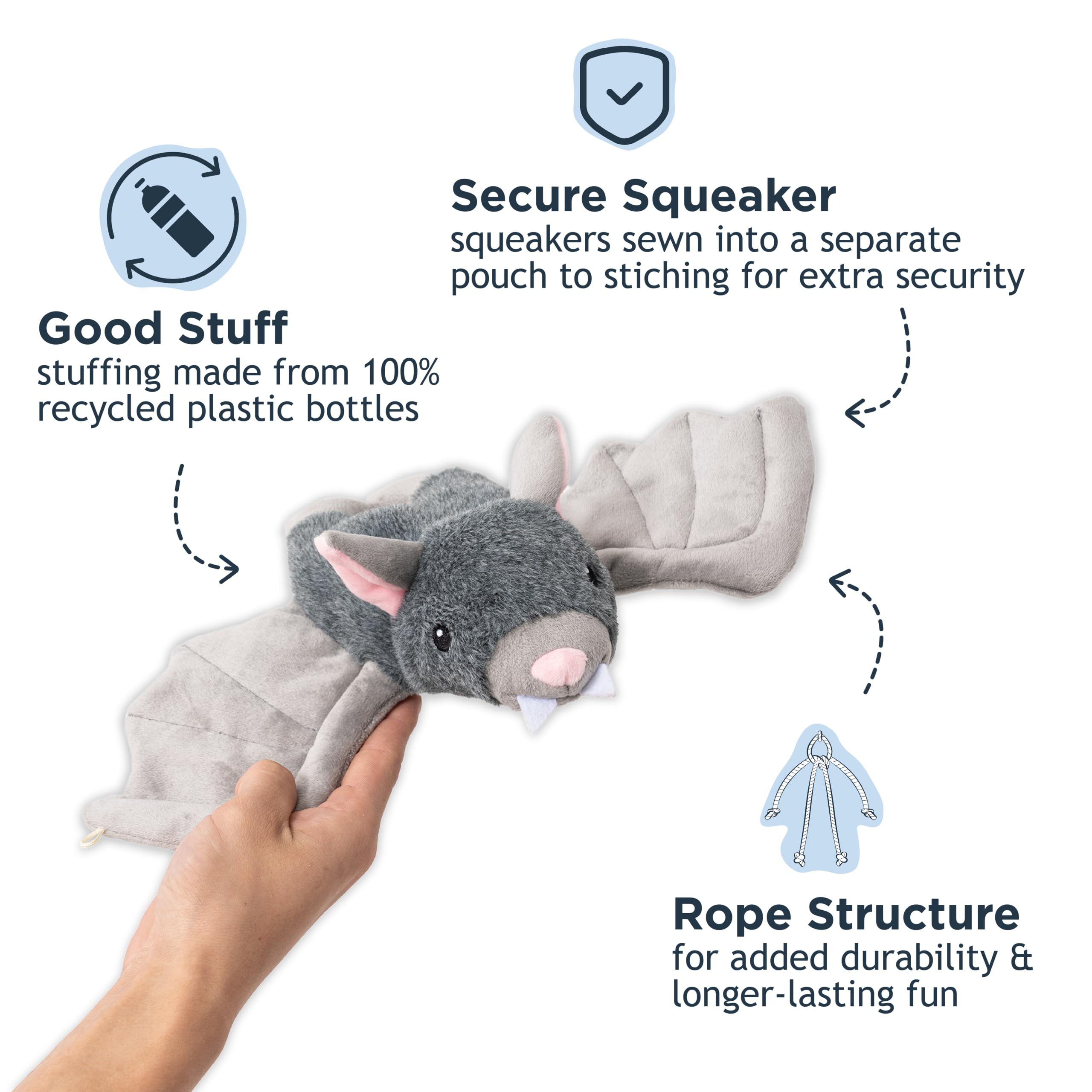 Tall Tails Fling and Fetch Jouet en peluche pour chien chauve-souris