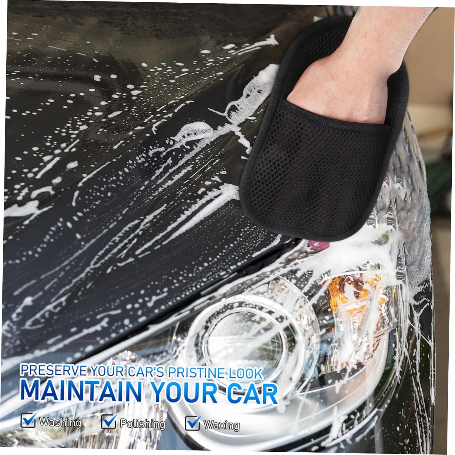 CHILDWEET Multi-use Car Washing Mitts Microfiber Car Wash Gloves for Detailing Waxing Gentle Cleaning Glove for Auto Supplies Plush Mitts
