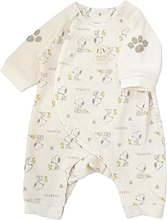 スヌーピー カバーオール プレオール 総柄 袖切替 前開き ストライプベロア ベビー服 215153610 スヌーピー カバーオール プレオール 総柄 袖切替 前開き ストライプベロア ベビー服 215153610