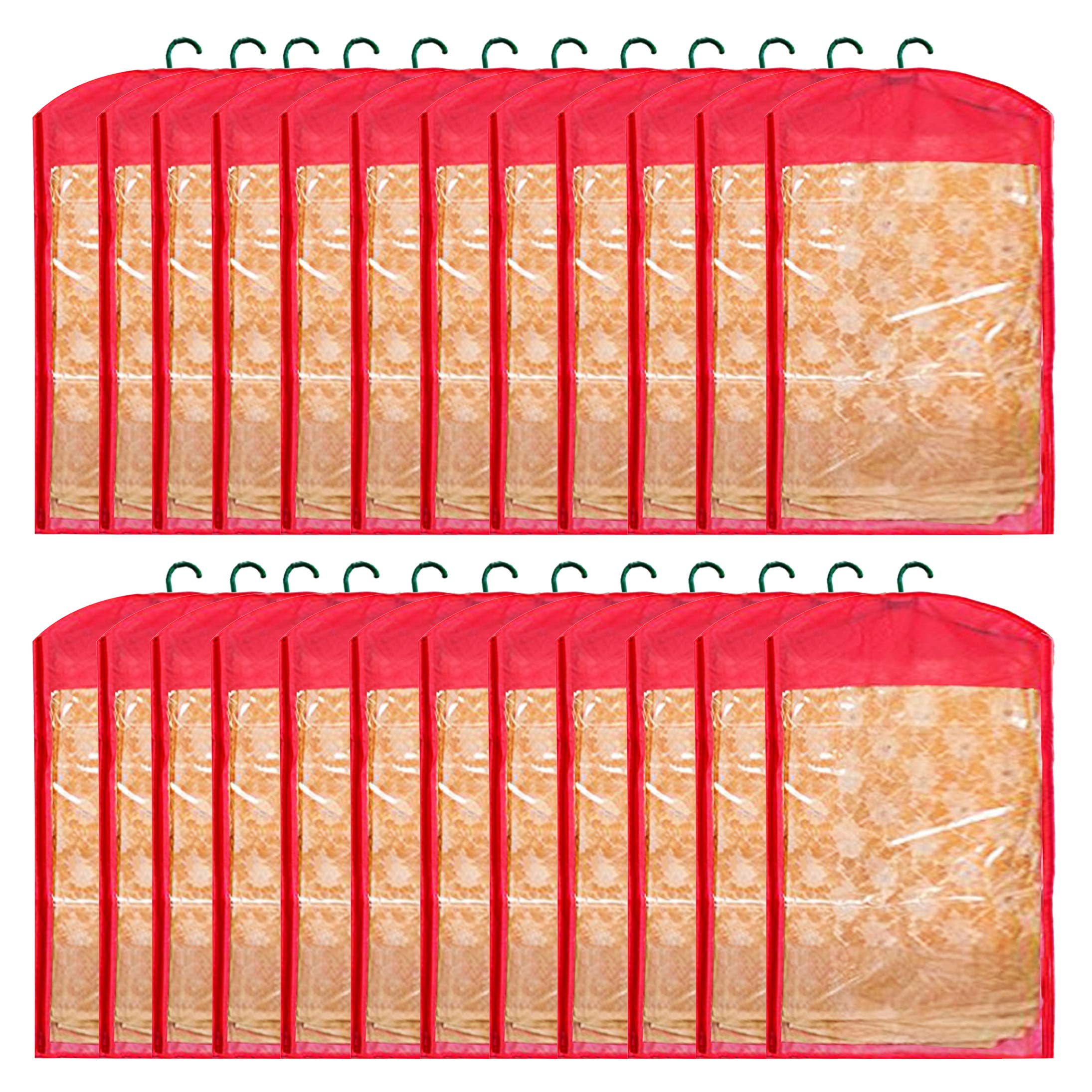 Kuber Industries 24 Pieces Non Woven Hanging Saree Cover Wardrobe Organiser With Hanger (Red) - CTKTC30951 (B081K898XN) Amazon Price History, Amazon Price Tracker