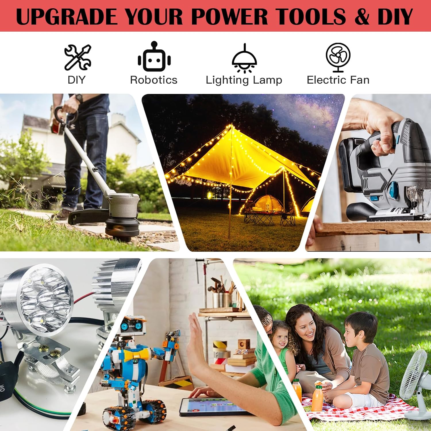 2 Packs 18V Adapters Compatible with Milwaukee M18 Battery for Power Wheel Adapter, Ride On Toy Car, DIY Power Projects, Battery Connector Conversion Kit with Switch & Fuse, 12AWG Wire, Wire Terminal - Image 5