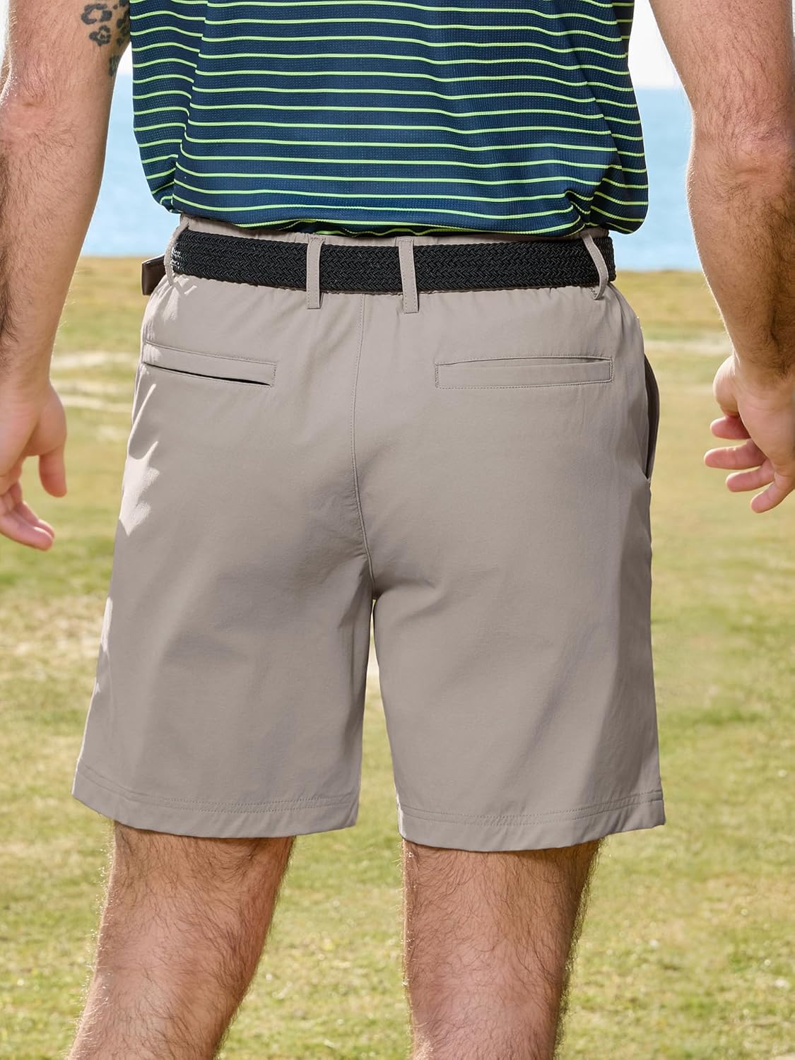 JEMLDL Mens Casual Shorts with 6 Pockets 7" Quick Dry Golf Shorts Stretch Flat Front Hybrid Shorts Elastic Waistband - Image 2