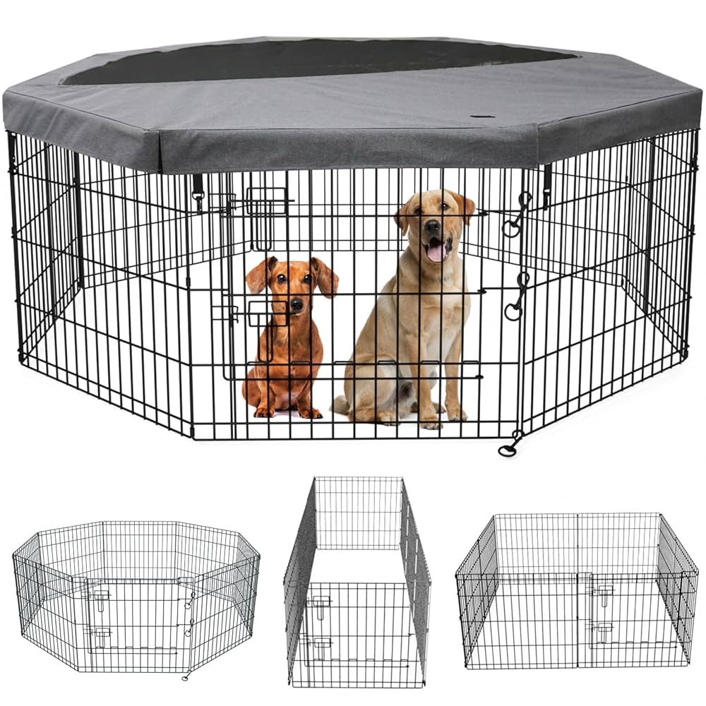Amazon.com : PETIME Foldable Metal Dog Exercise Pen/Pet