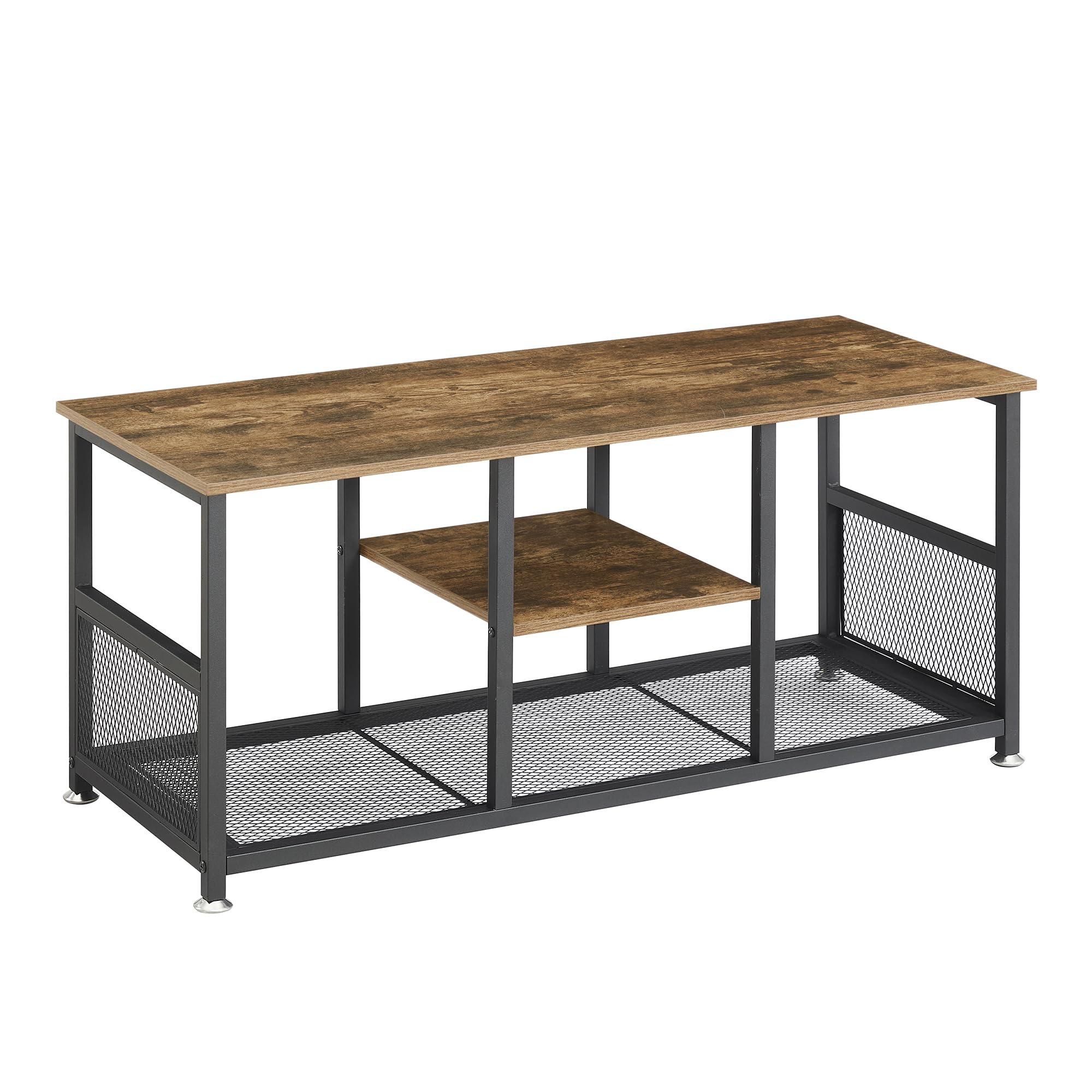 VECELO 39 Coffee Table with Storage Shelf for Living Room Industrial Wood and Metal Frame Easy Assembly Retro