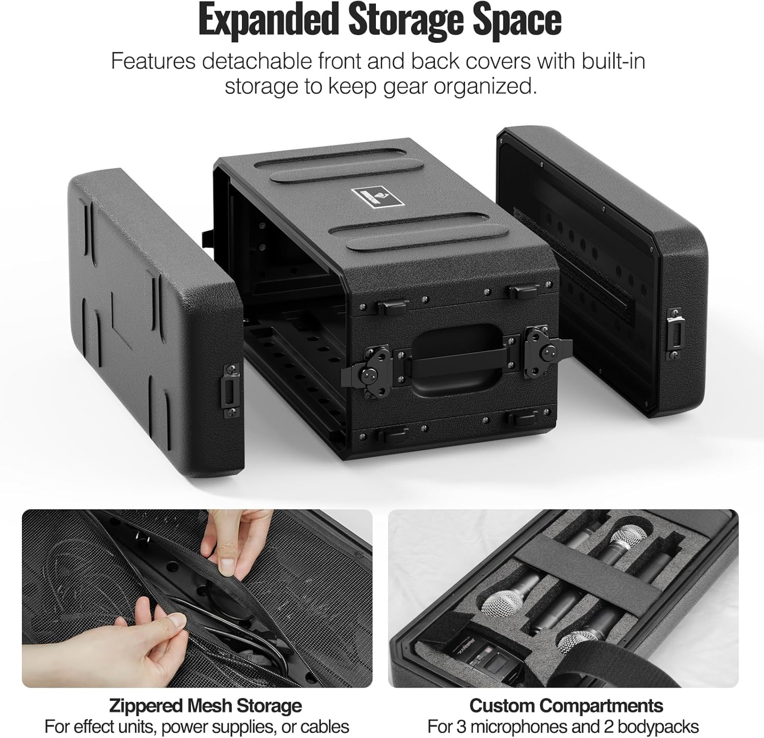 Phenyx Pro 4-Channel Wireless Mic Set PTU-5200-4B Bundled with 4U Shallow Rack Case PRCSE-4U