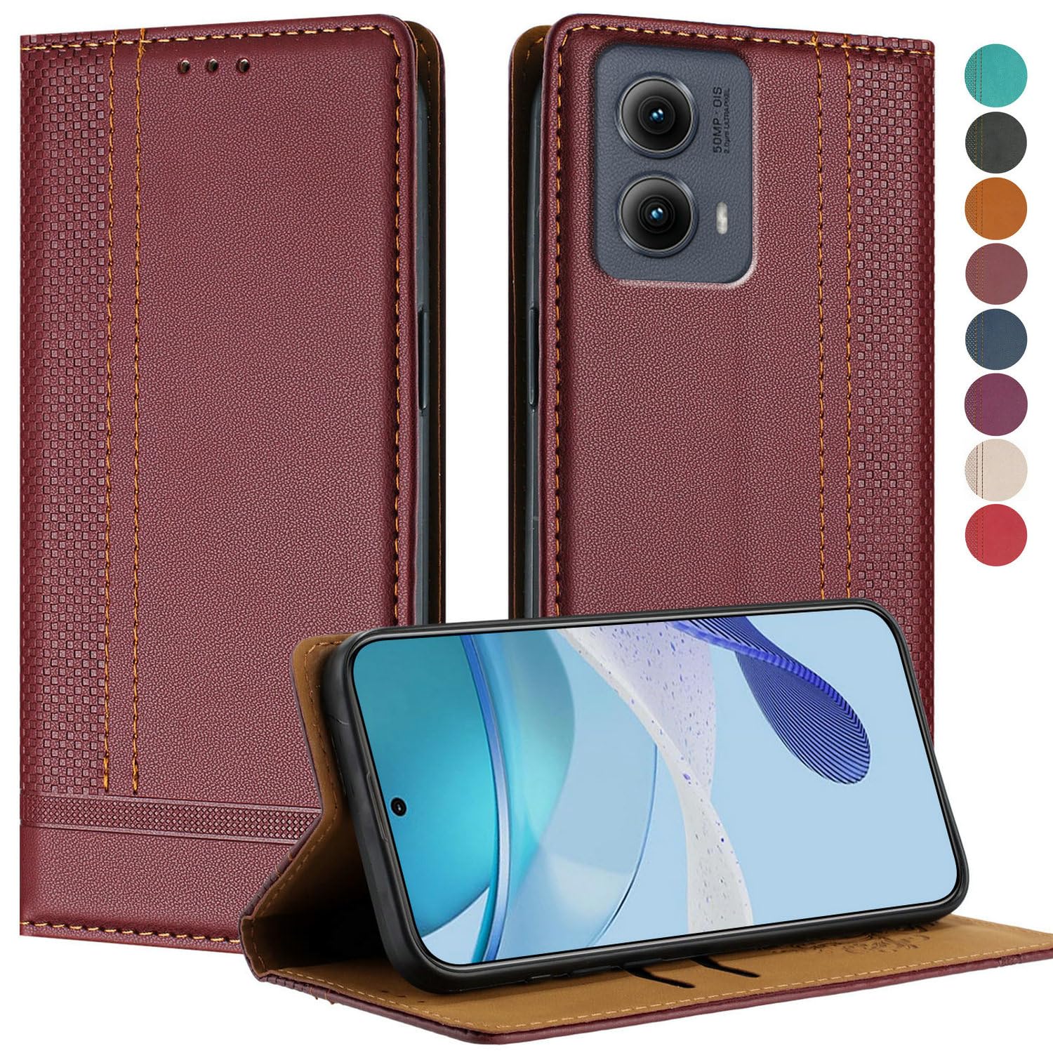 ItooLuck Brand for Moto Motorola Edge 2024 Wallet Case with RFID Blocking Card Holder for Women & Men, Premium PU Leather Flip Shockproof Case with