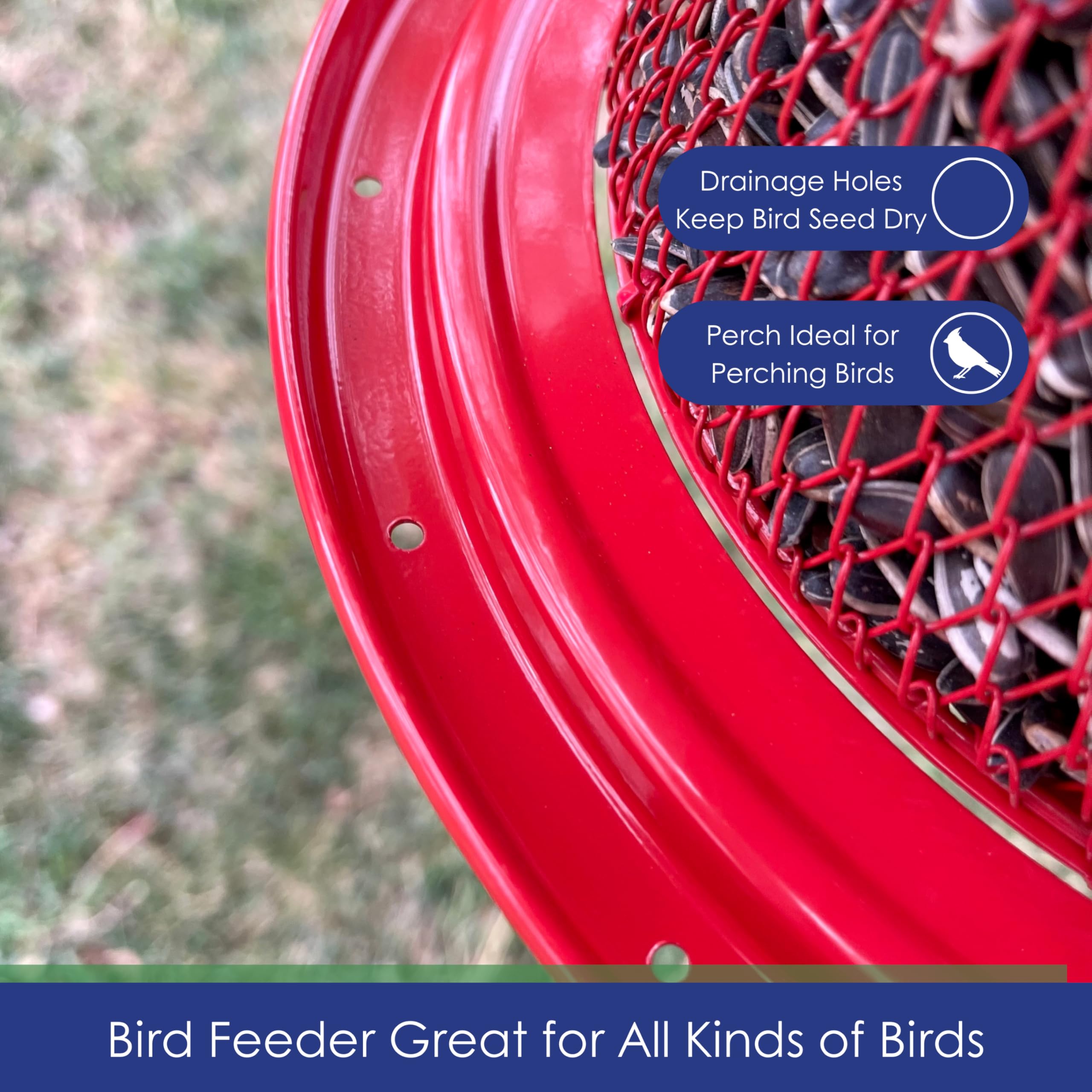 Comedero plegable de malla metálica para pájaros, comedero de pájaros cardenal rojo con capacidad para 12 tazas de semillas de girasol