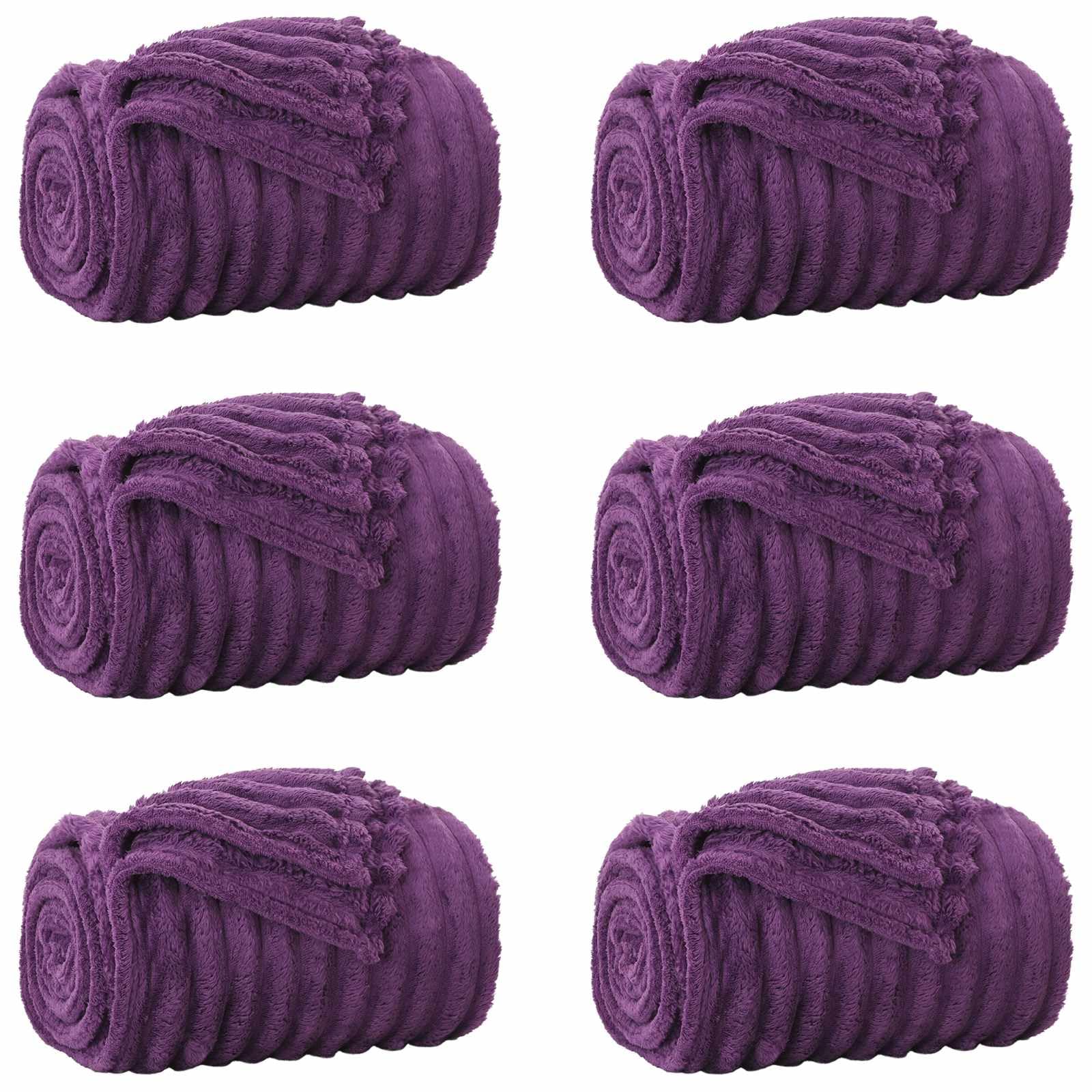 Coperta Pile 6 Pezzi Viola 270x240 cm Panno Morbido