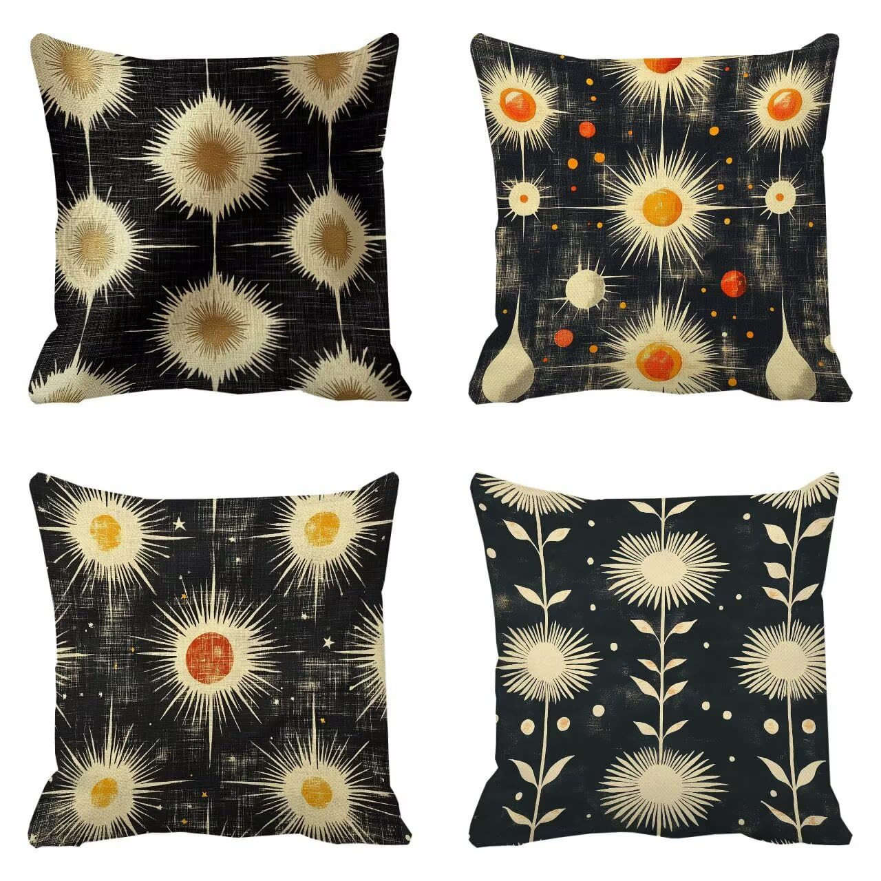 Coussin de decoration extérieur noir étanche 60x60 lot de 4 pour rénover un canapé