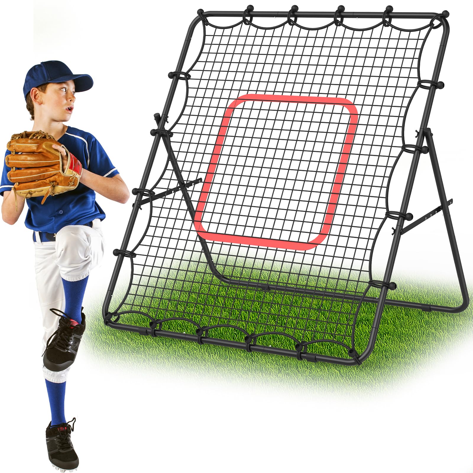 LIANTRAL Volleyball Rebounder Netz, Rebounder für Fußball, tragbares Trainingsgerät für Volleyball, Fußball, Baseball, verstellbares Kickback-Ziel für Schießen, Pass und Kontrolltraining, 1,2 x 1,4 m