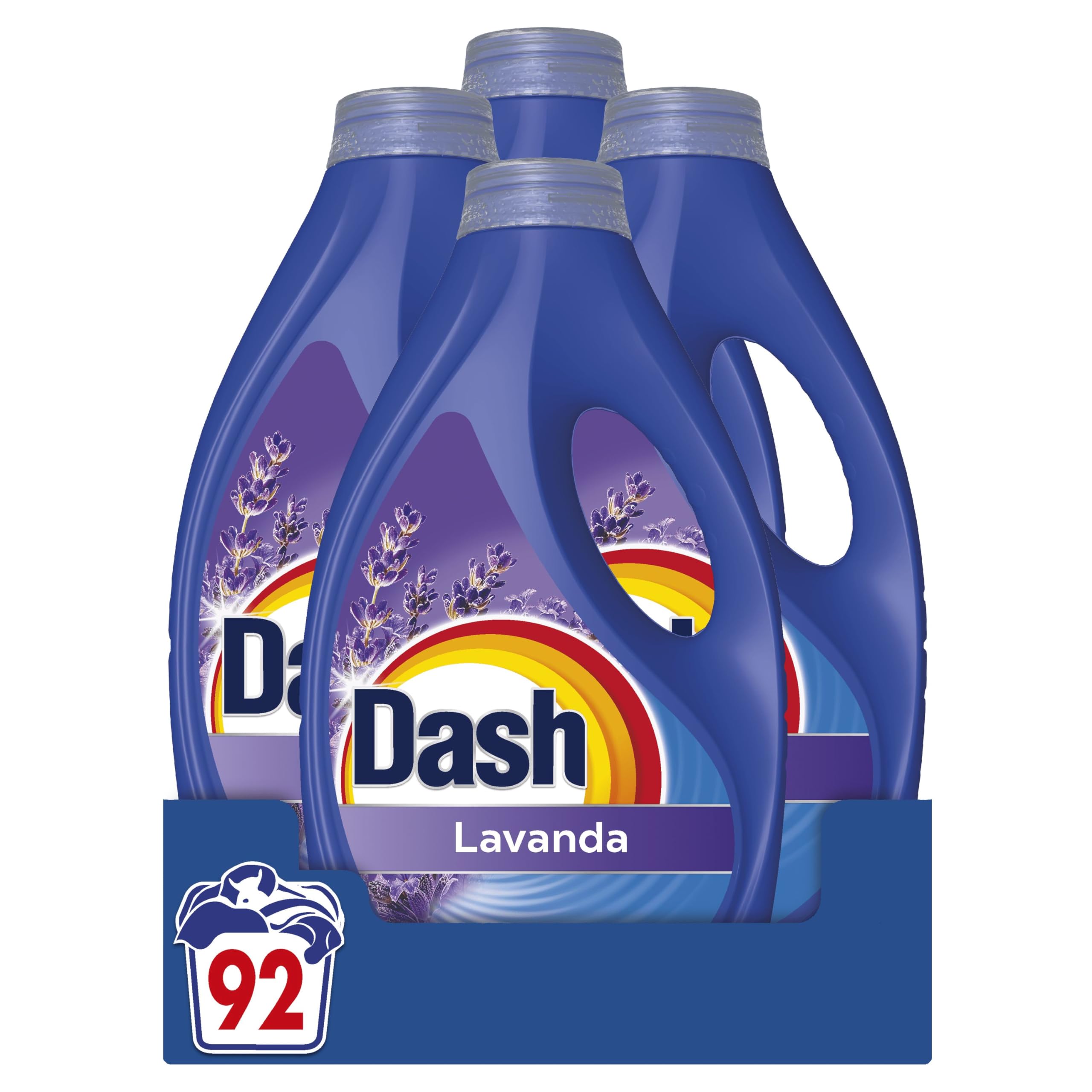 Dash Detersivo Liquido Lavatrice, 92 Lavaggi (4x23), Lavanda, Rimuove Le Macchie e Igienizza, Dona Freschezza, Brillantezza Per I Capi, Efficace Anche A Freddo E In Cicli Brevi