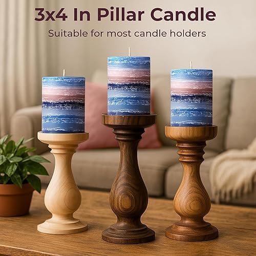 Miniatura 7 de CraftyCrocodile Vela perfumada decorativa de pilar – Velas de color azul marino hechas a mano con mecha de algodón, sin humo para spa, aromaterapia,