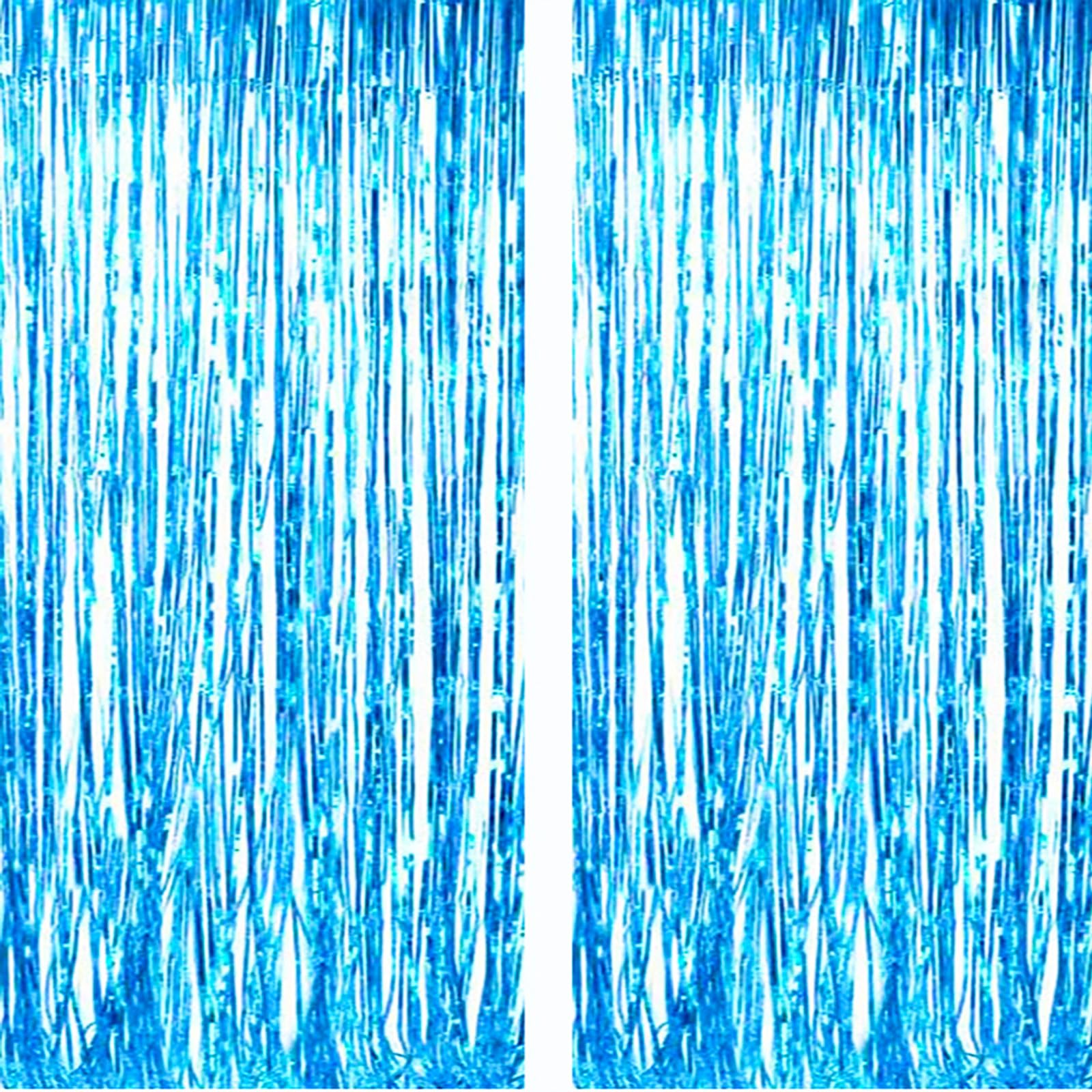 AILEXI 2 confezioni 1M*2.5M tende frangia tenda luccicante decorazione della per compleanno forniture festa nozze - Azzurro