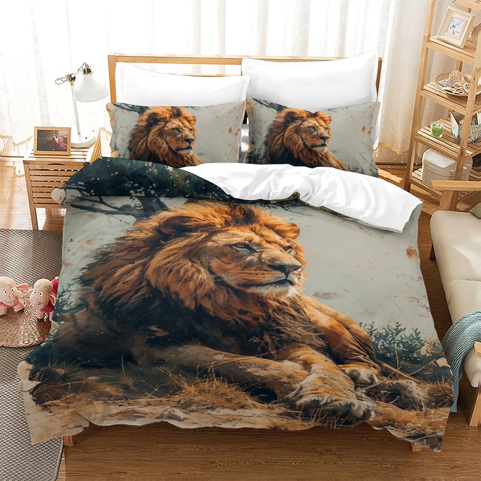 Housse de couette lion douce contre la transpiration 140x200