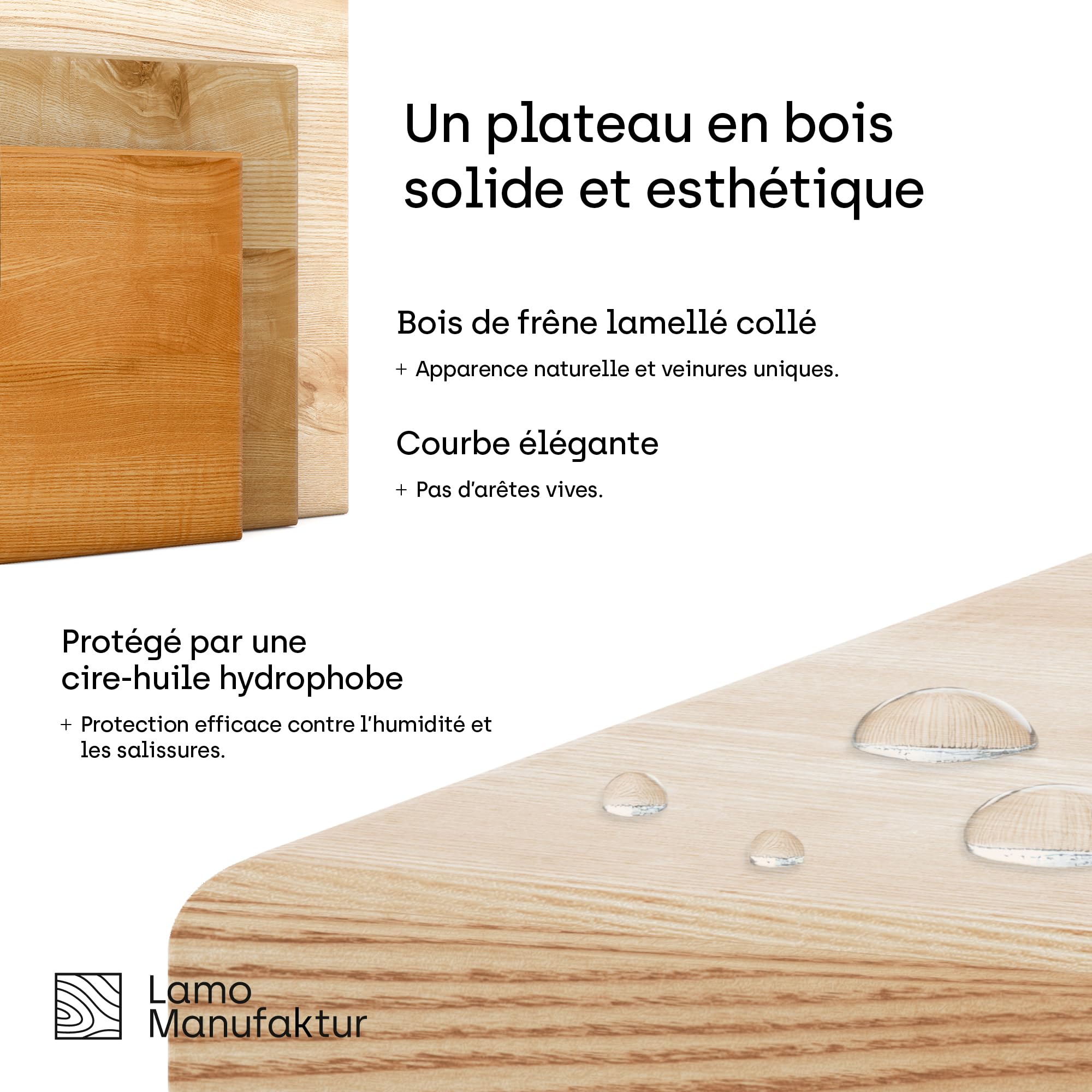 Support Plantes LAMO 70cm - Piédestal Blanc/Gris Avec Plateau Bois Massif