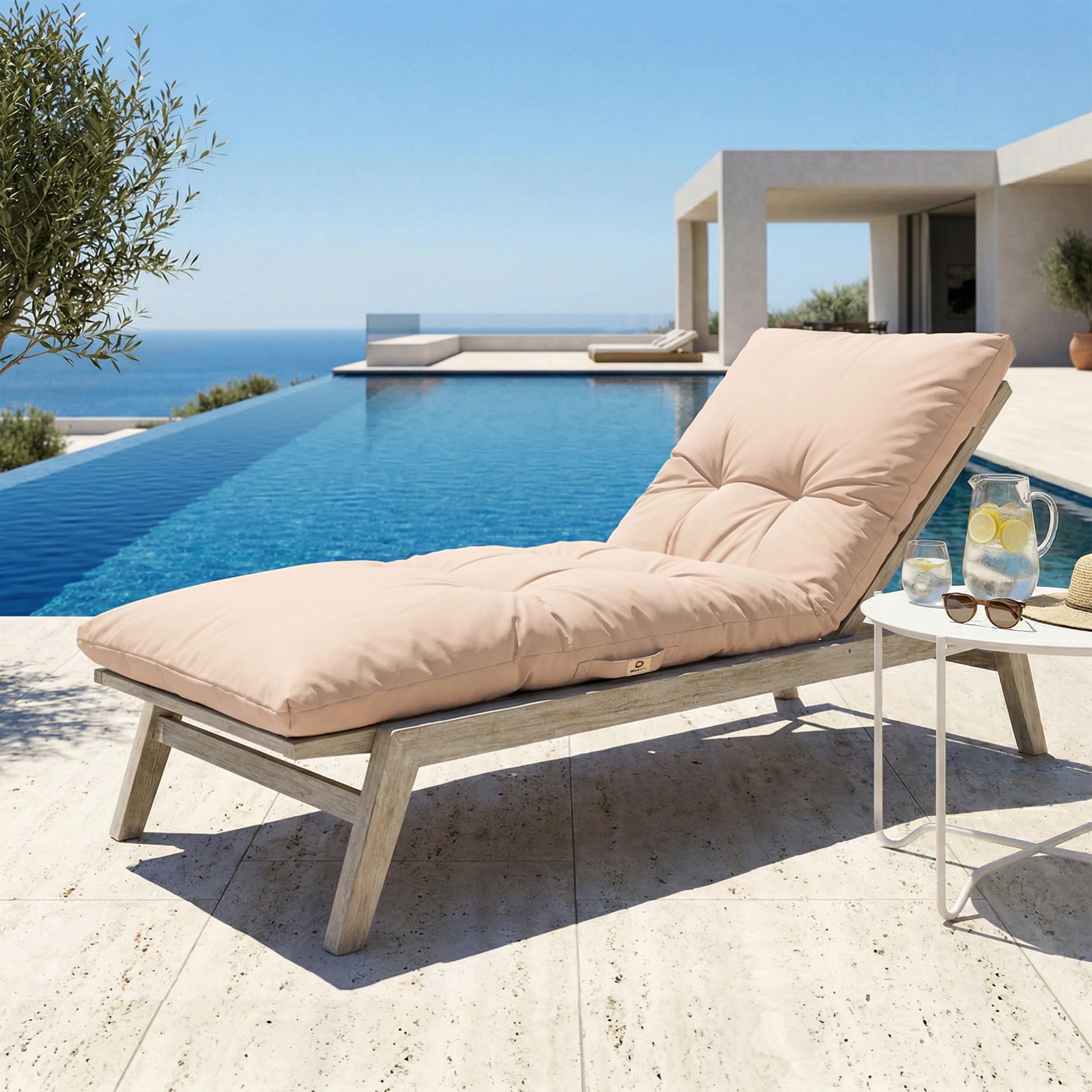 Cuscino Lettino Prendisole con Imbottitura da 12 cm, Materassino per Sdraio da Giardino e Chaise Longue, 185x60 cm, Beige