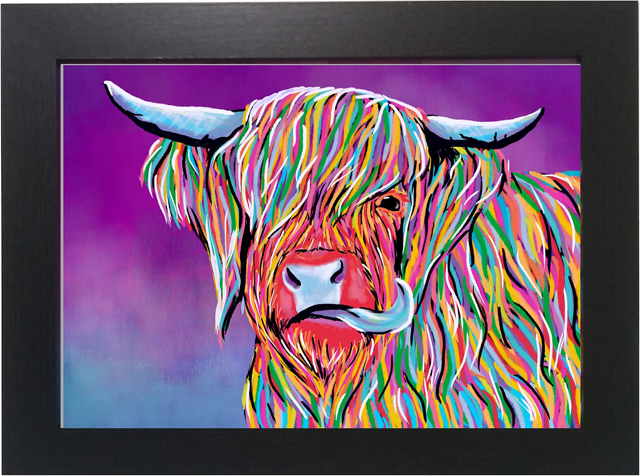 Highland Cow watercolour style A4 framed print