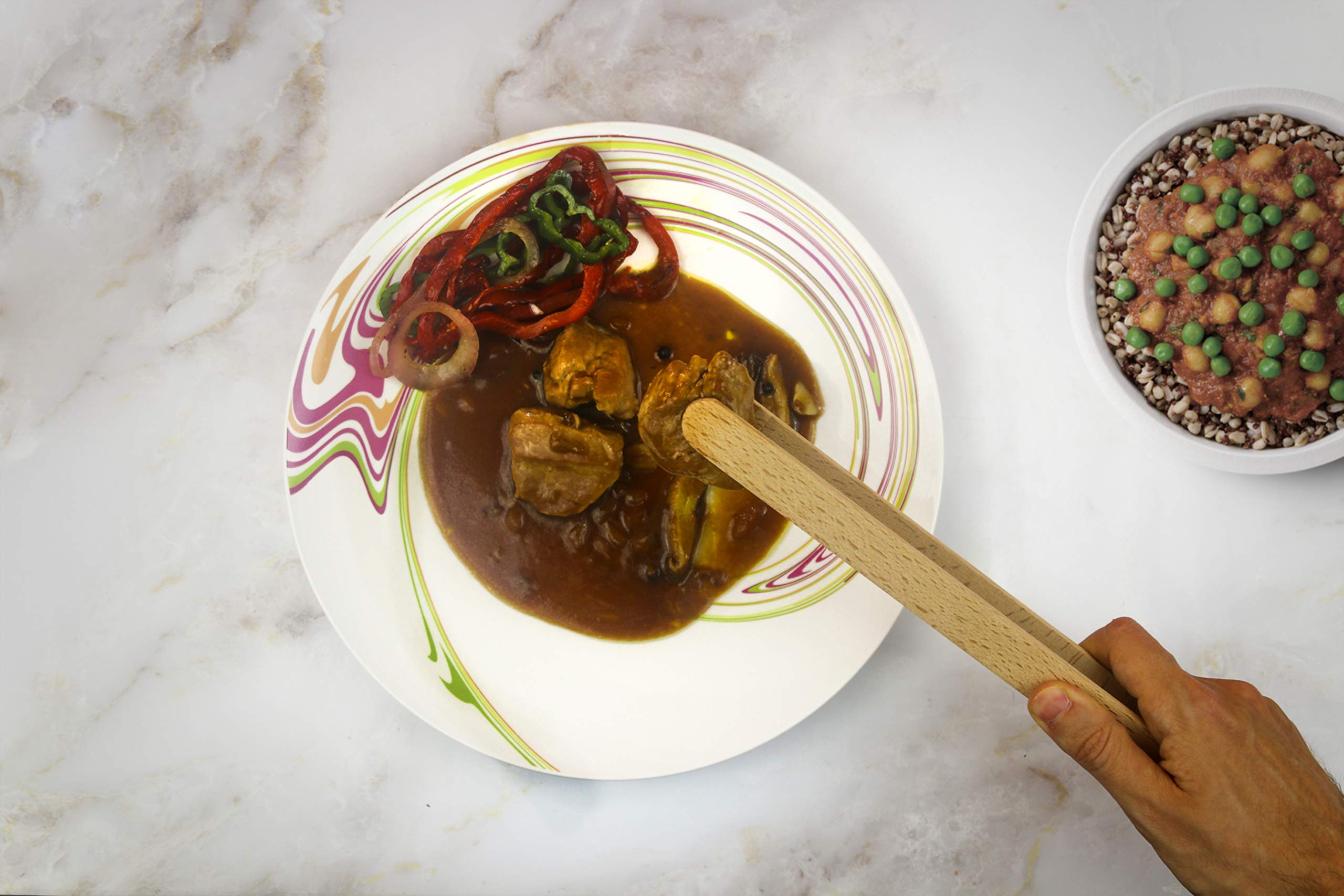 Image secondaire de Fackelmann Cuisine rôtir et Frire Viande, Poisson et légumes, Pince pour Salade et Serre, épines, rayée, antidérapante, Couleur,