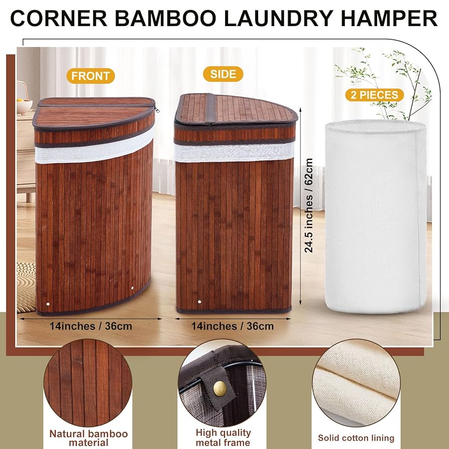 Love&greenです。 Amazon.com: Gueevin Corner Laundry Hamper with Lid and 2