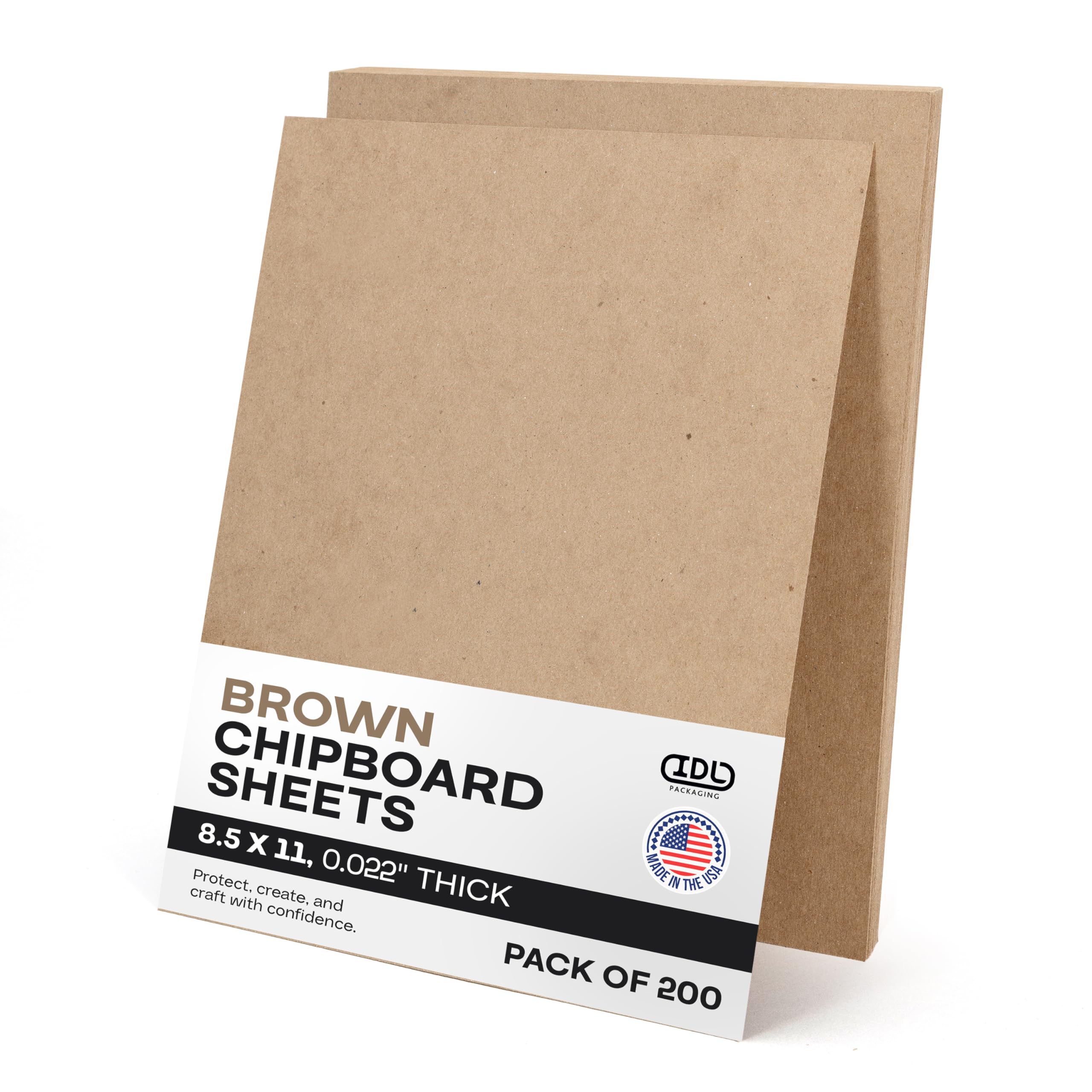 IDL Packaging - 200 fogli di carta kraft, 200 x 200 fogli, realizzati negli Stati Uniti, per scrapbooking, incorniciatura, cartone da 0,1 cm di spessore, timbri