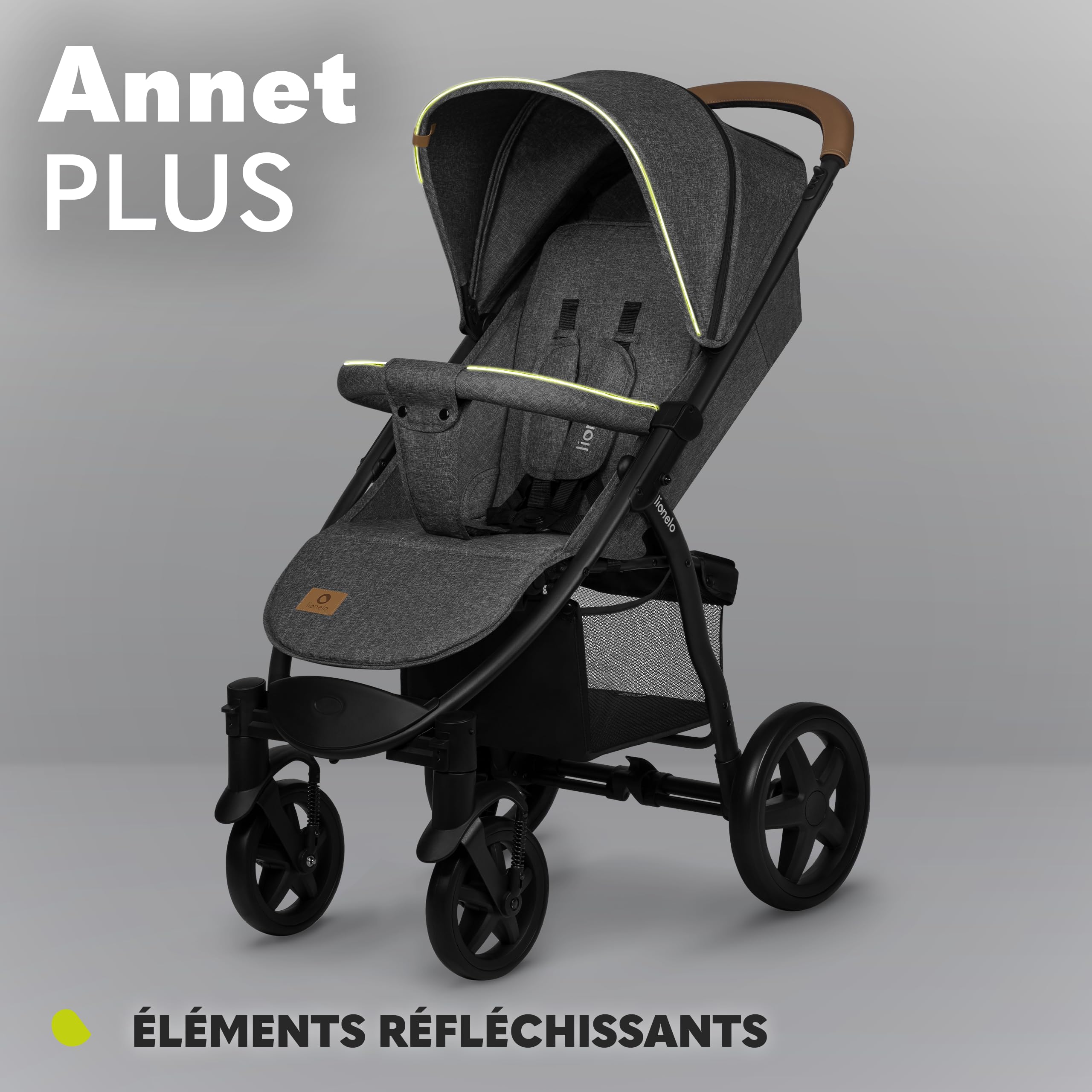 LIONELO Annet Plus poussette bébé 22 kg auvent fenêtre roues EVA moustiquaire porte-gobelet réglage dossier position couchée