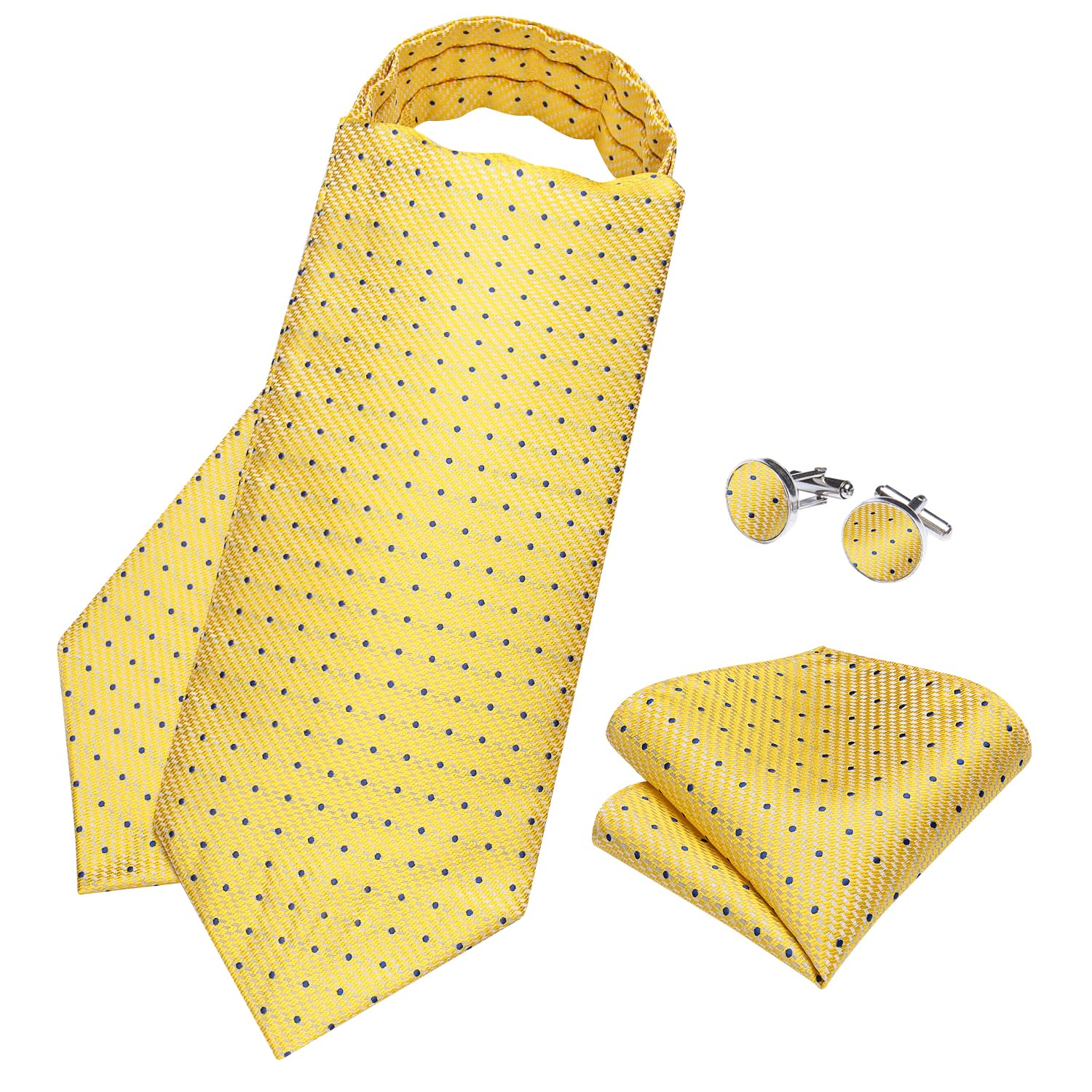 DiBanGu Jacquard Woven Ascot Silk Cravat Set for Men Wedding